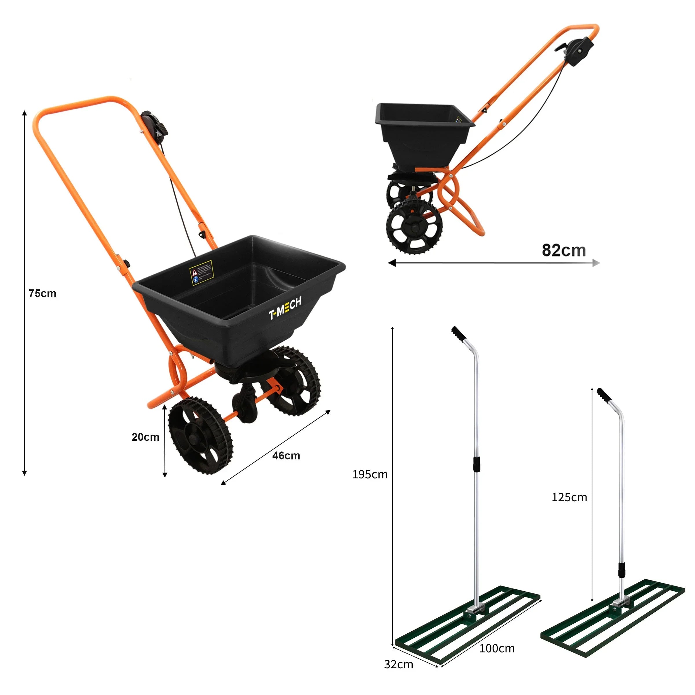 Rotary Spreader & 100cm Lawn Leveller - Green