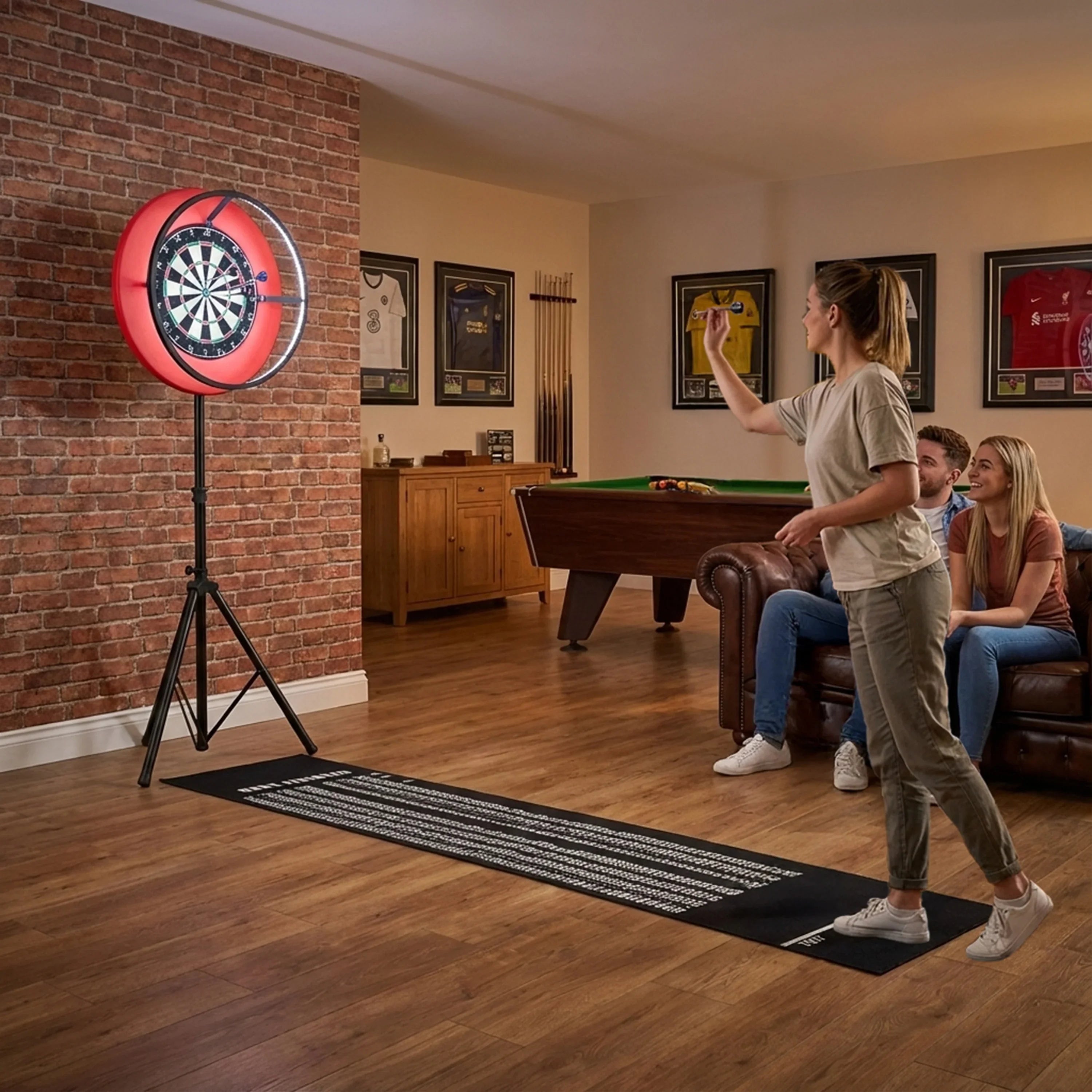 7-In-1 Grey Games Table, Darts Bundle & LED Light