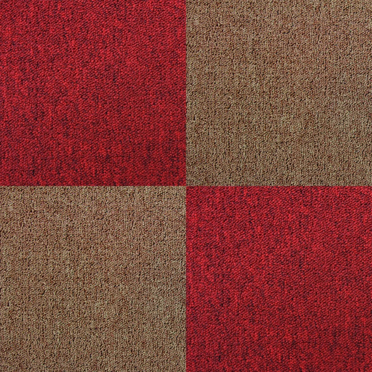 40 x Carpet Tiles 10m2 / Scarlet Red & Sand