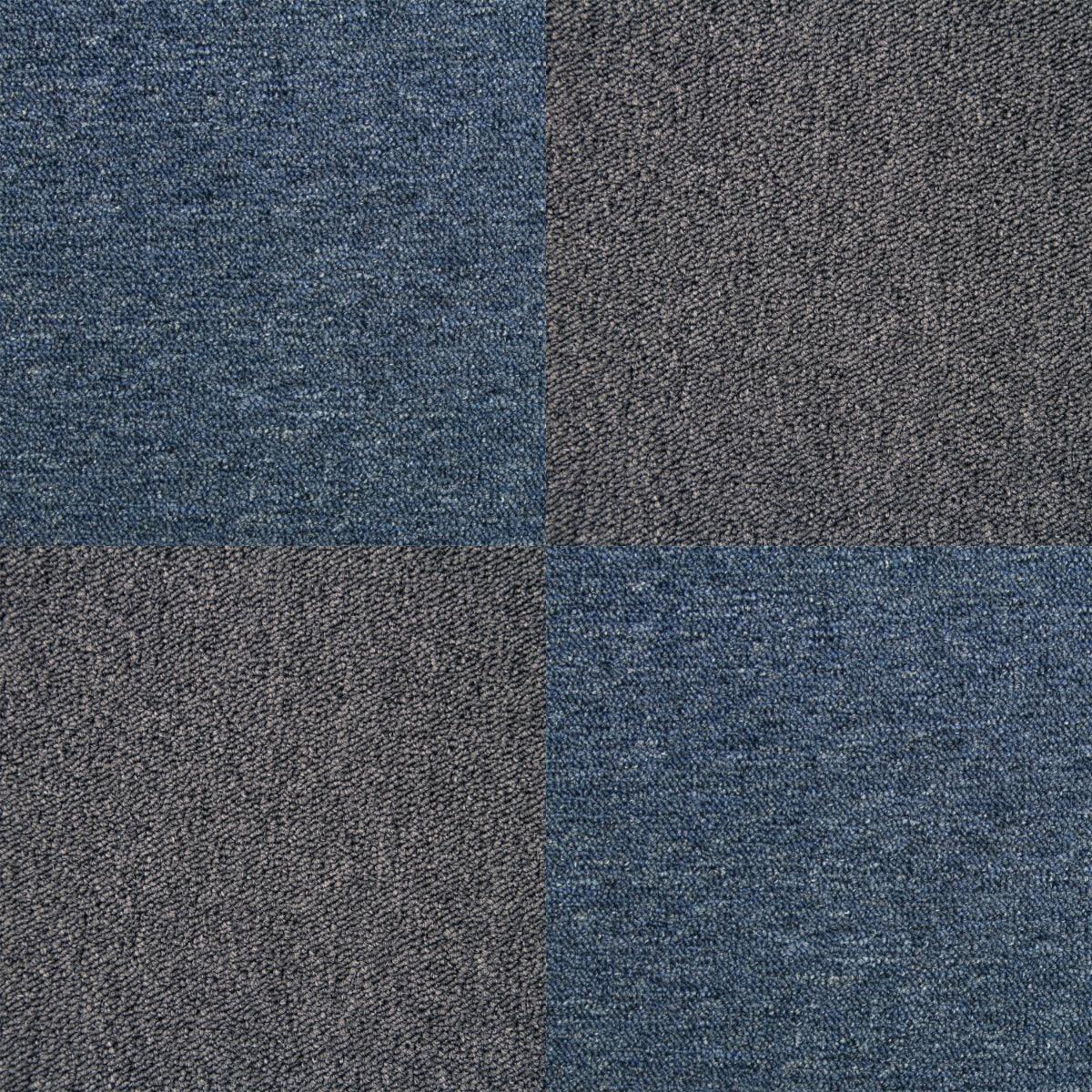 40 x Carpet Tiles 10m2 / Storm Blue & Charcoal Black