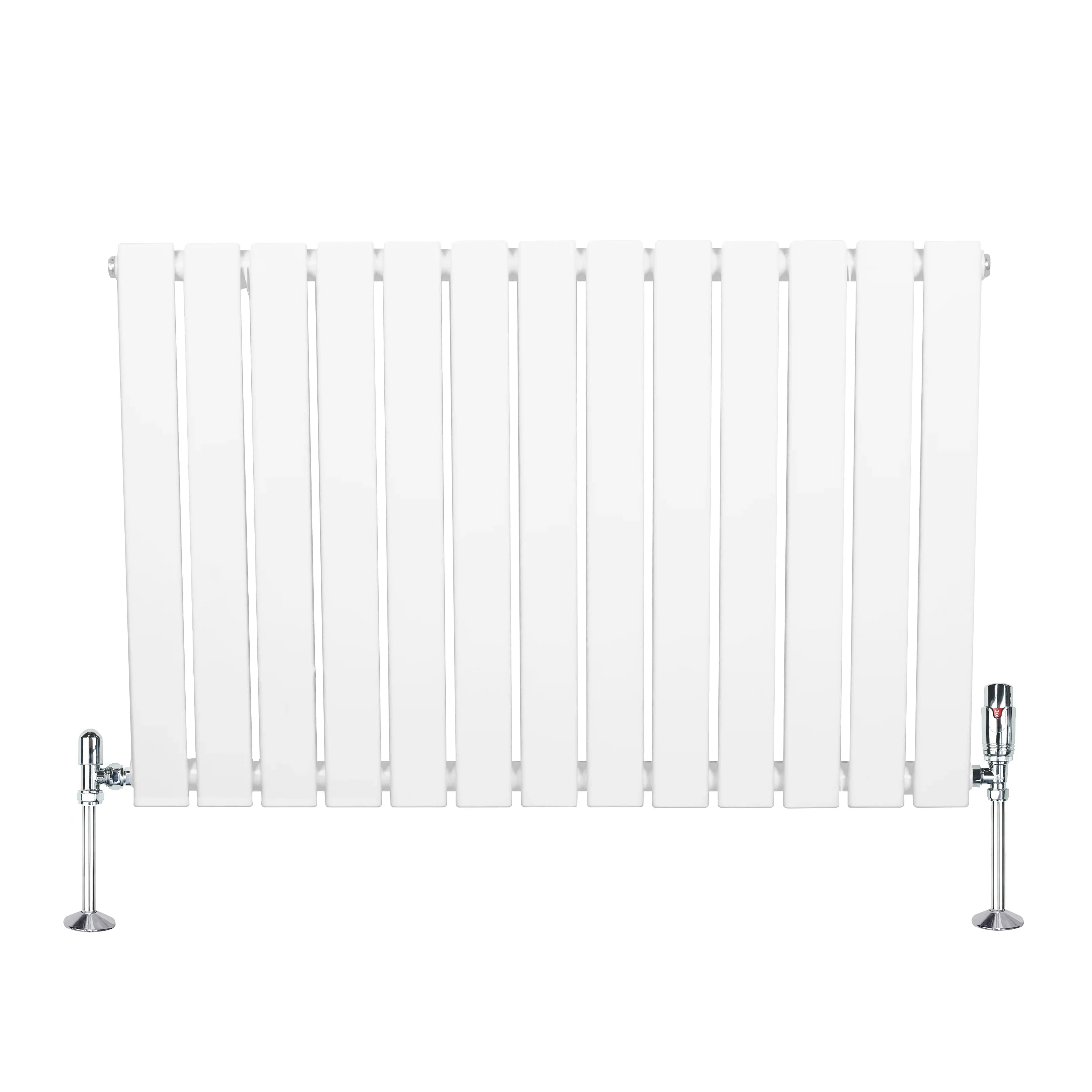 Flat Single Column Radiator & Valves – 600mm x 910mm – White