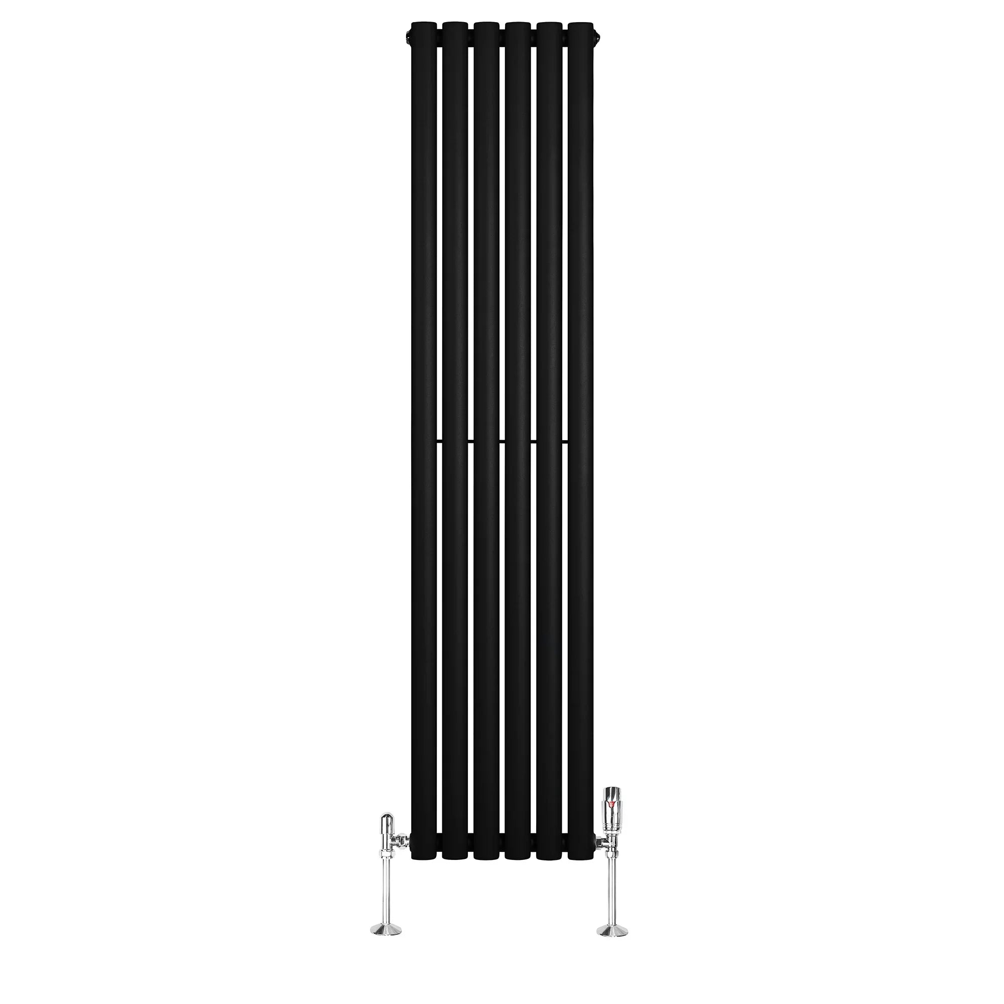 Oval Single Column Radiator & Valves – 1600mm x 360mm – Black