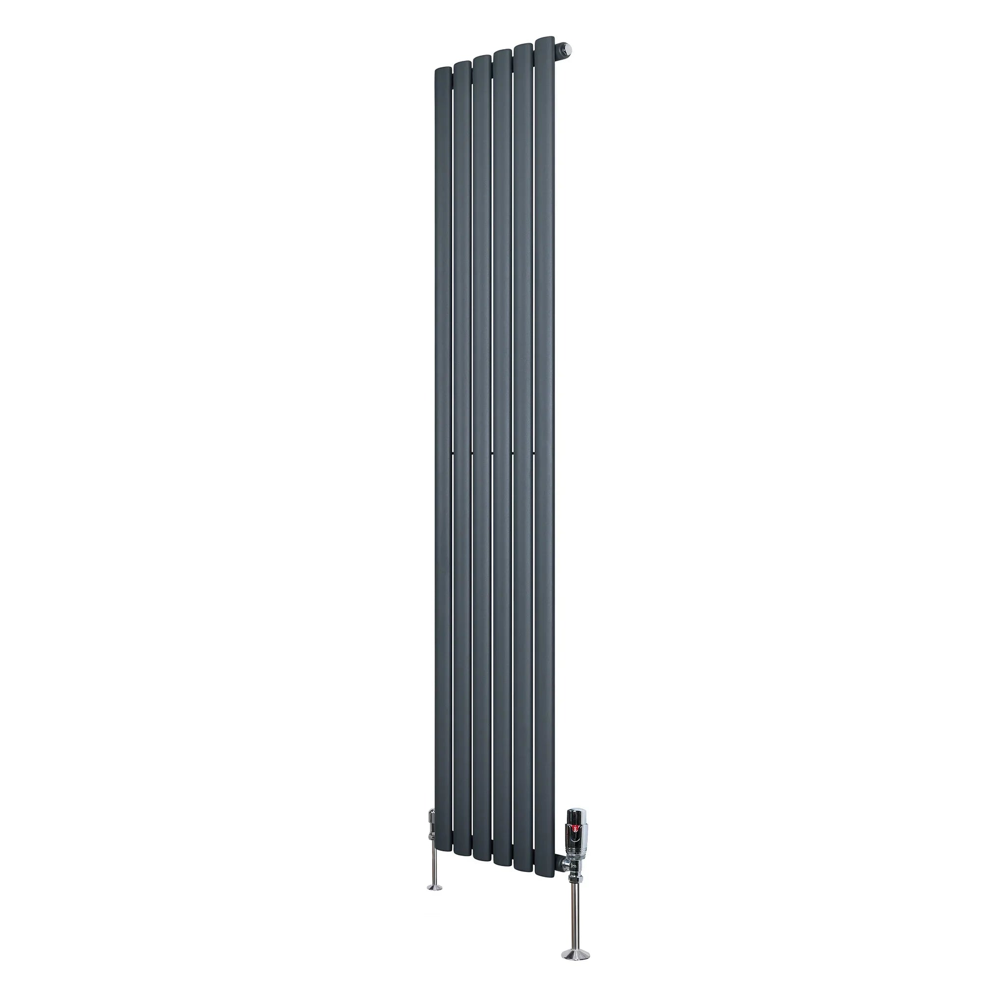 Oval Single Column Radiator & Valves – 1800mm x 360mm – Anthracite Grey