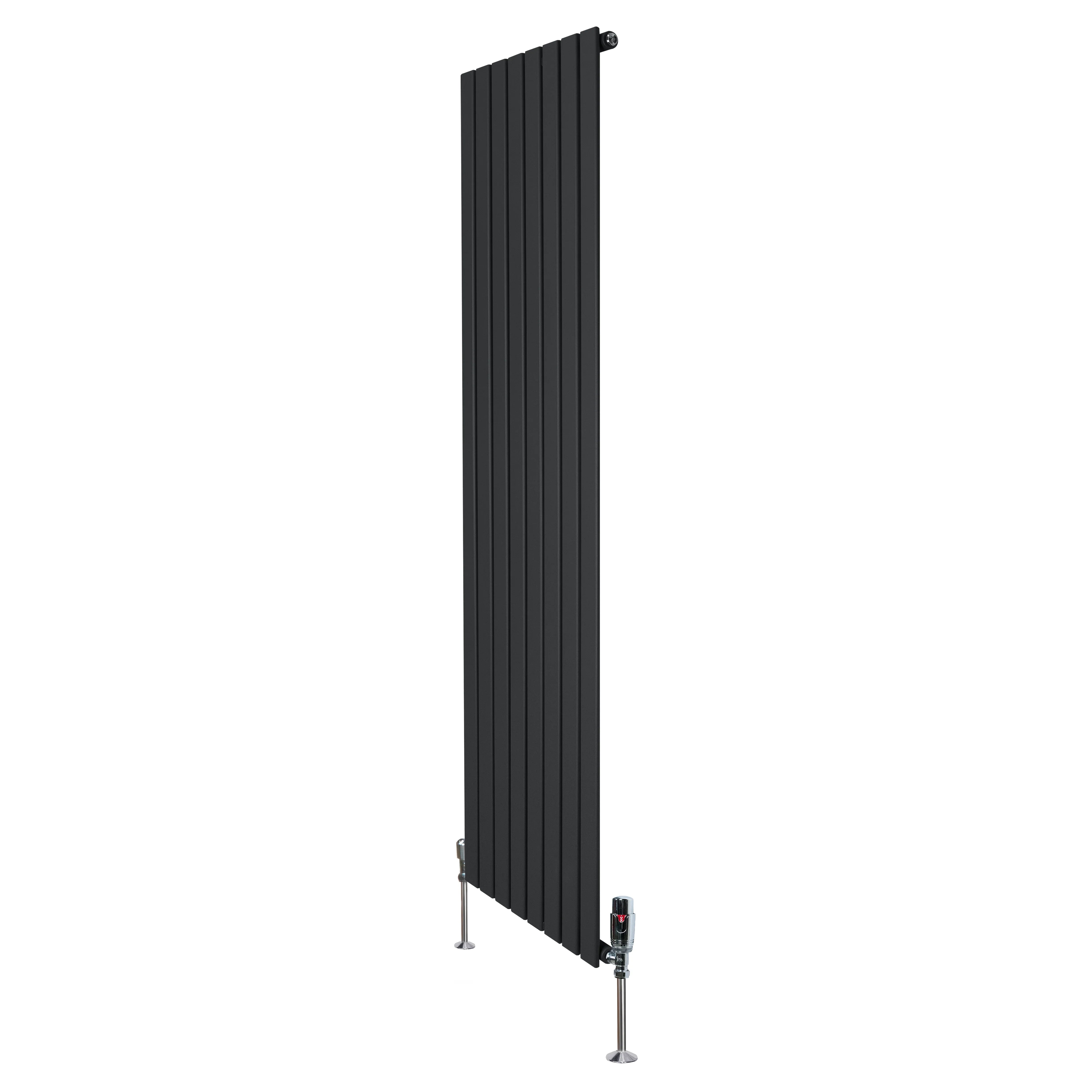 Flat Single Column Radiator & Valves – 1800mm x 560mm – Black
