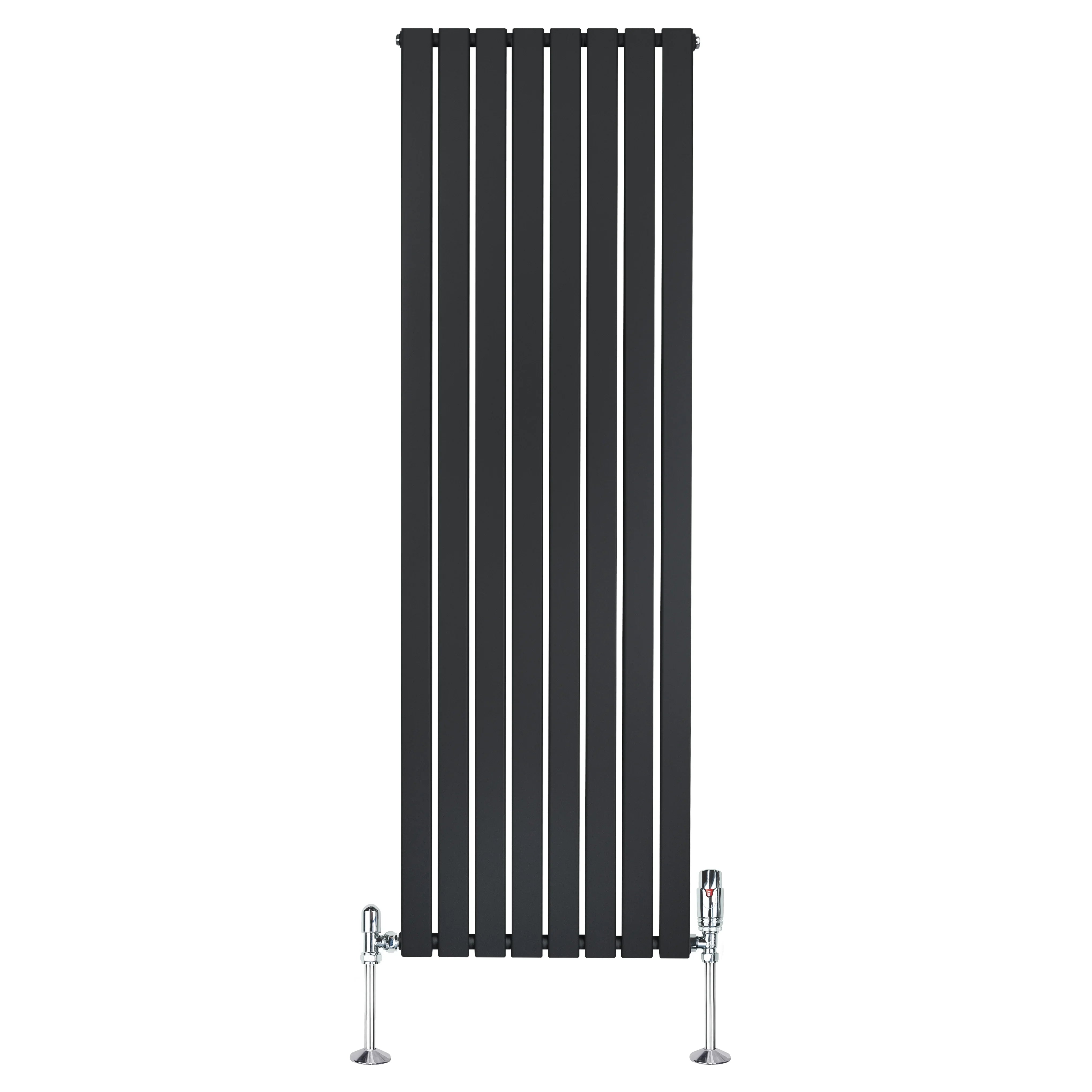 Flat Single Column Radiator & Valves – 1800mm x 560mm – Black