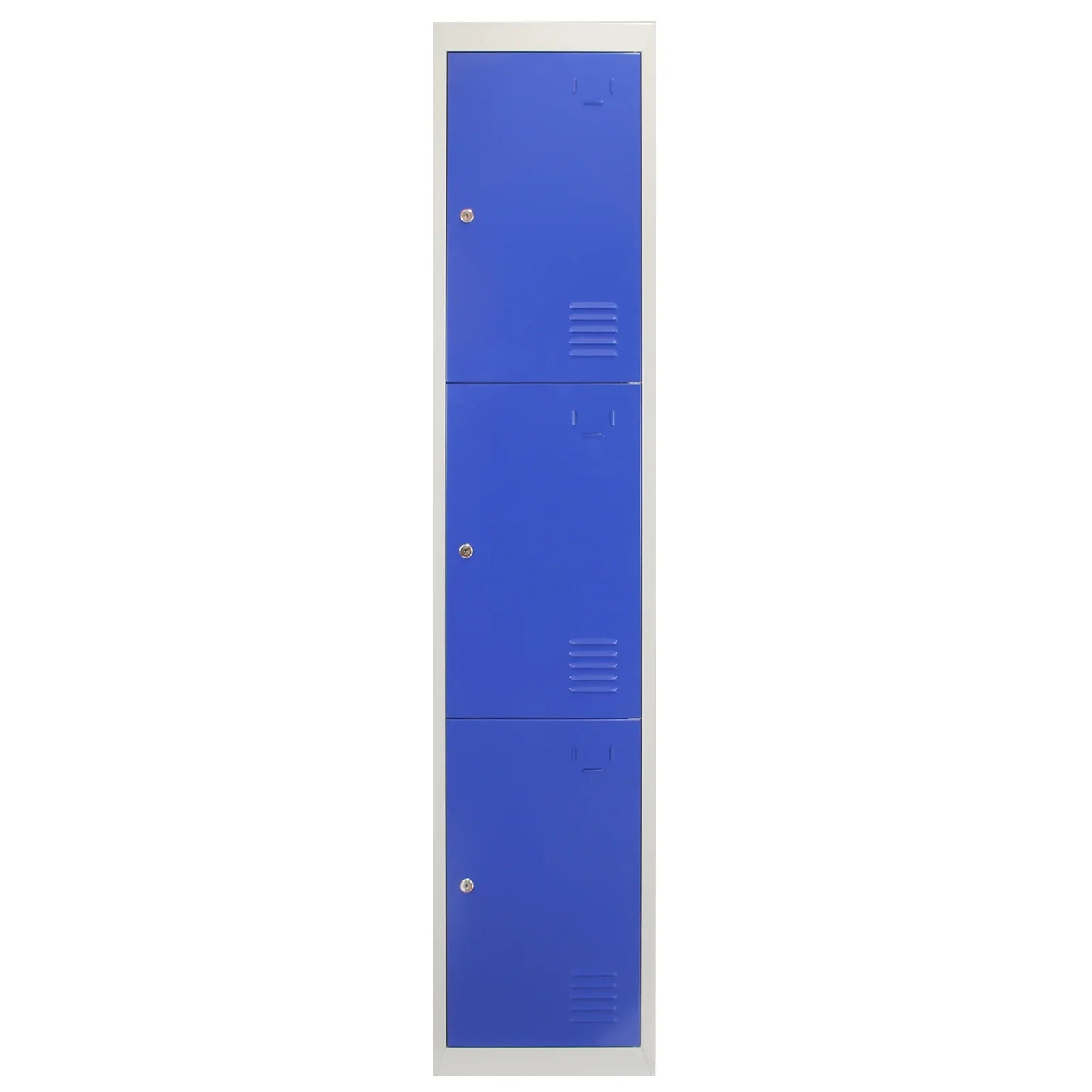 3 x Metal Storage Lockers - Three Doors, Blue - Flatpack