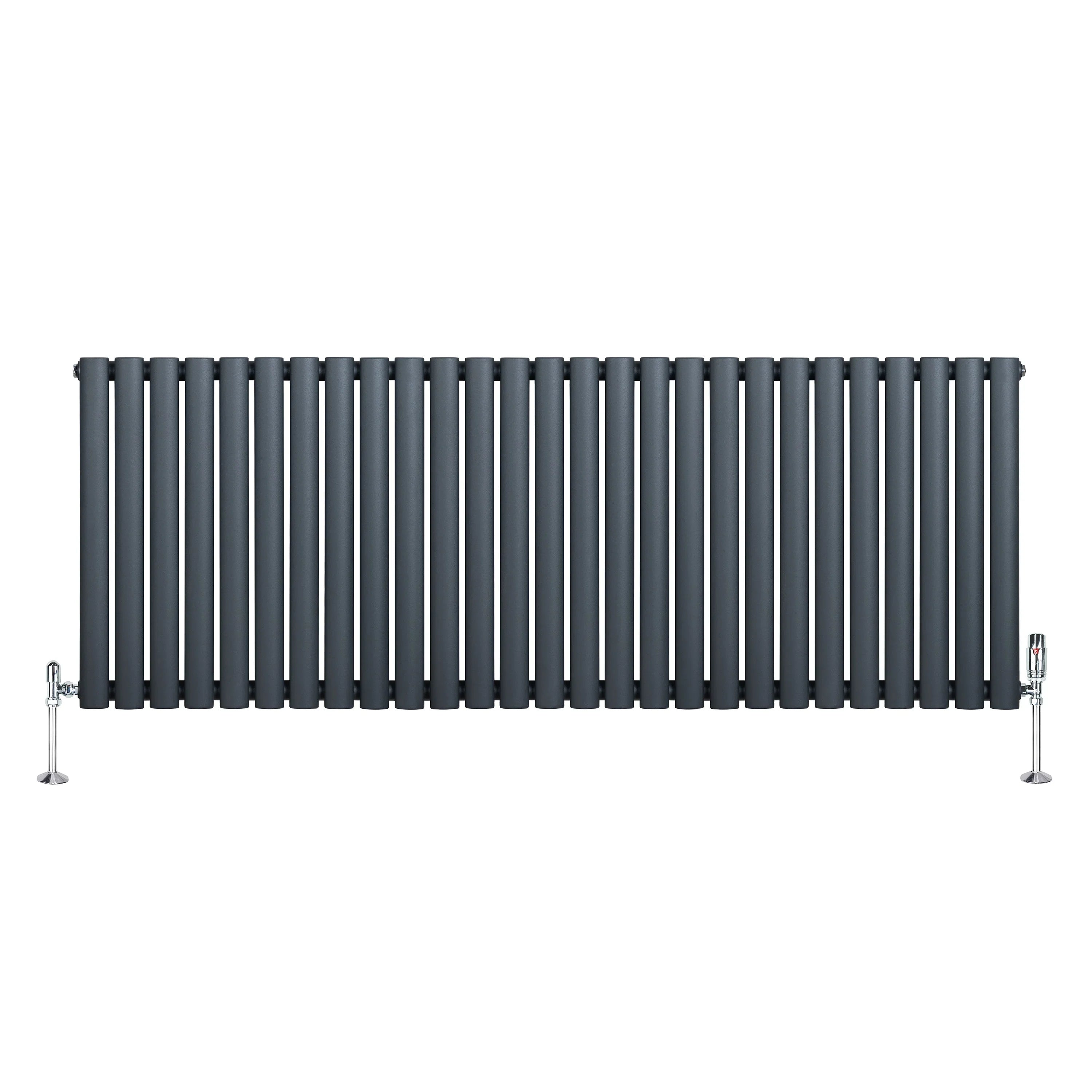 Oval Single Column Radiator & Valves – 600mm x 1620mm – Anthracite Grey