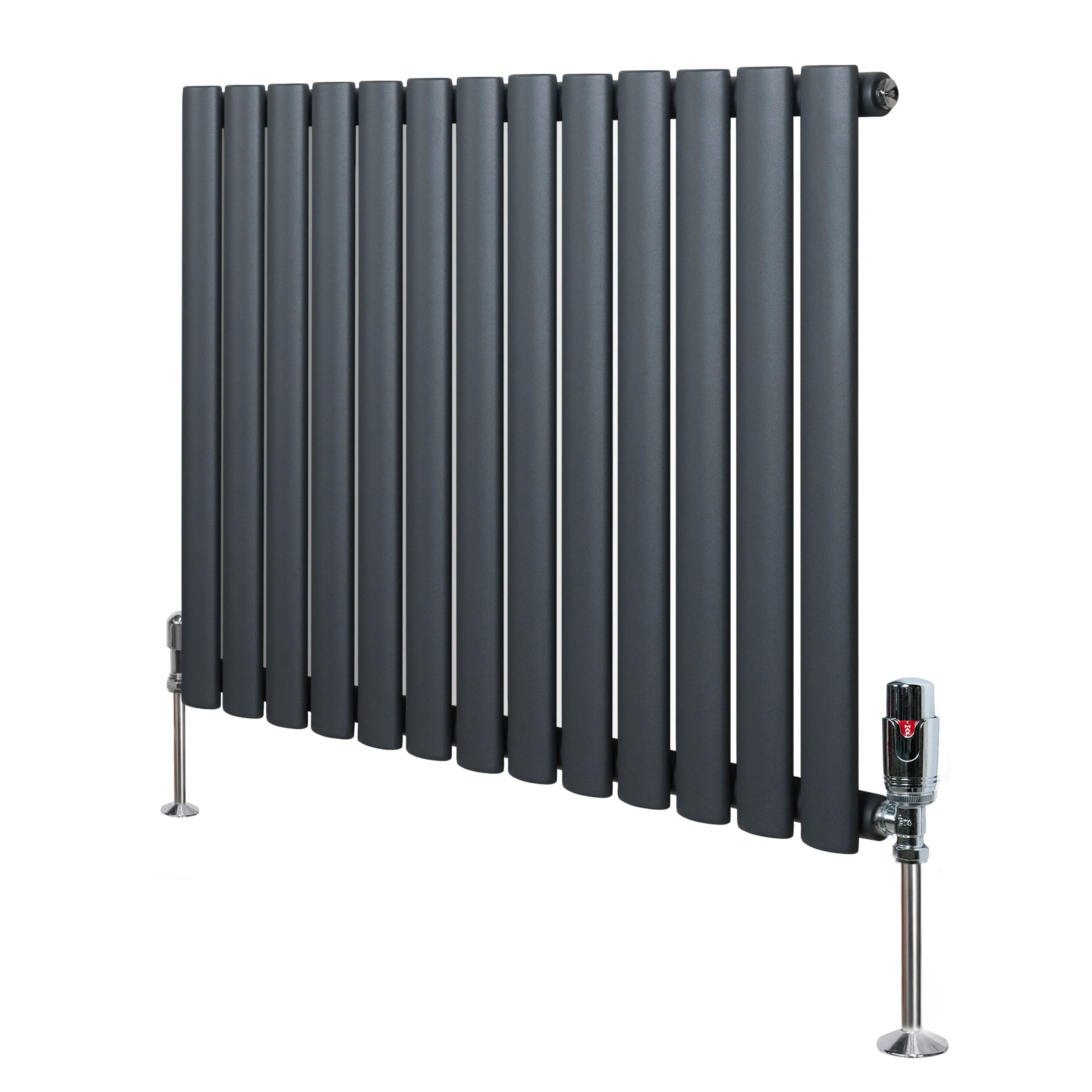 Oval Single Column Radiator & Valves – 600mm x 780mm – Anthracite Grey