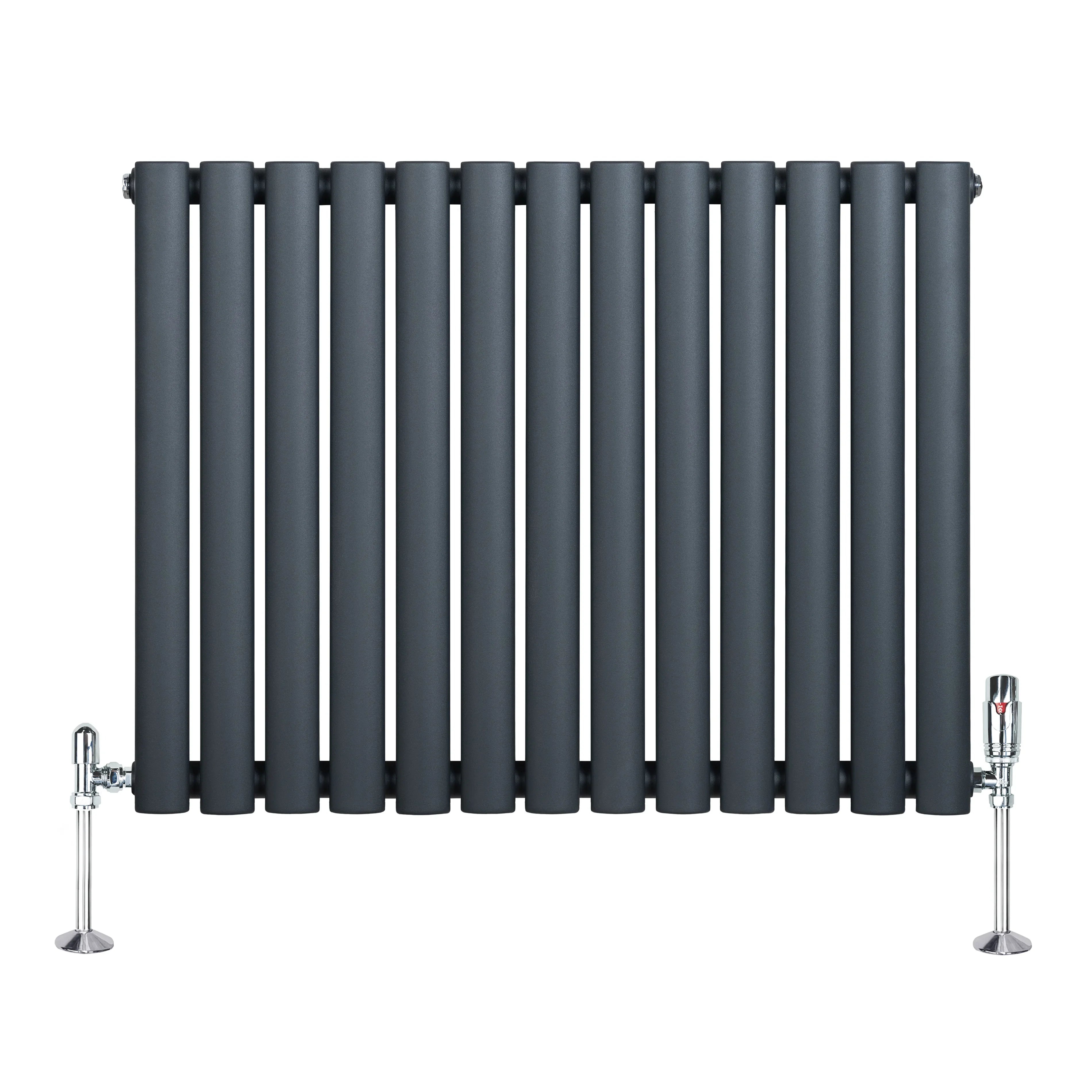 Oval Single Column Radiator & Valves – 600mm x 780mm – Anthracite Grey
