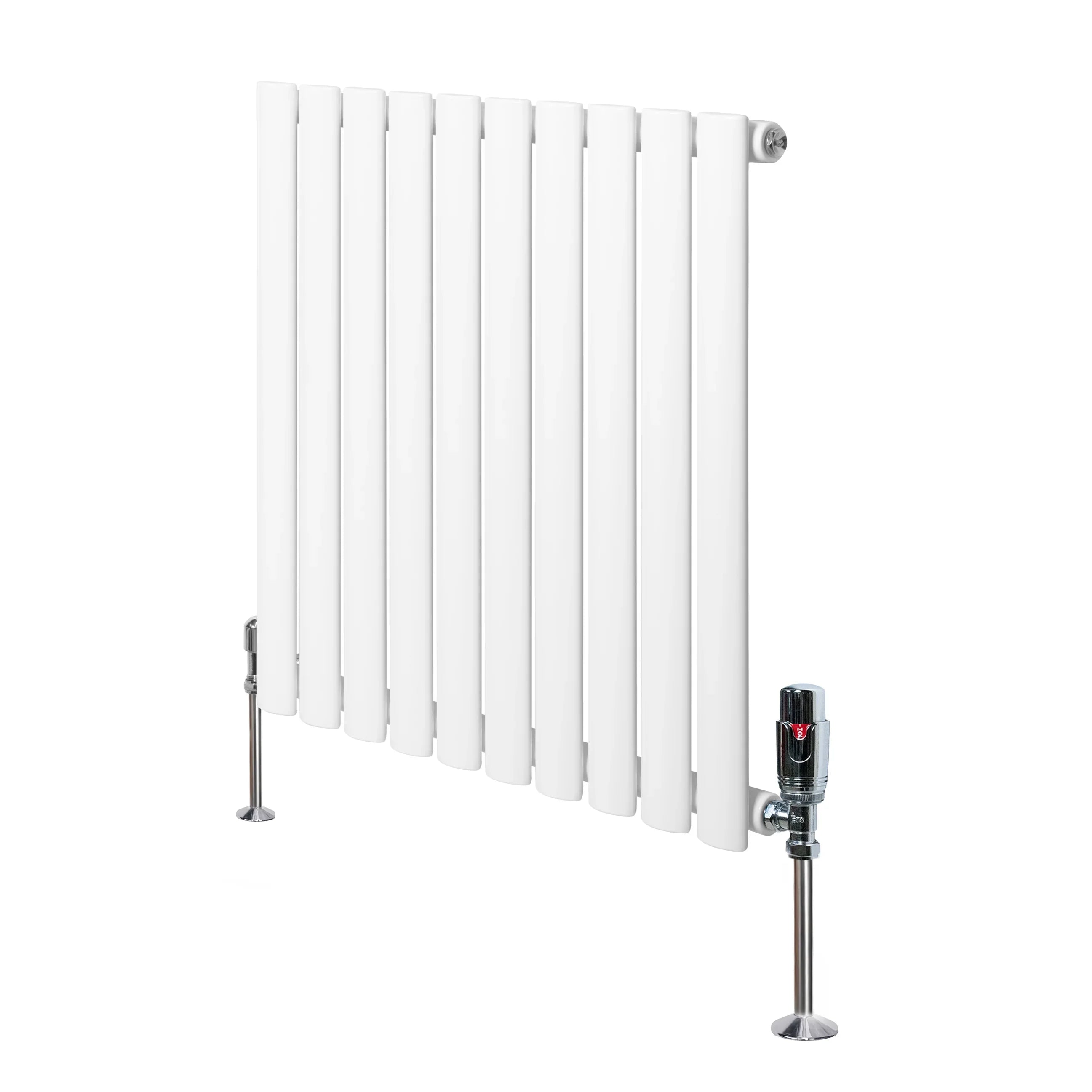 Oval Single Column Radiator & Valves – 600mm x 600mm – White