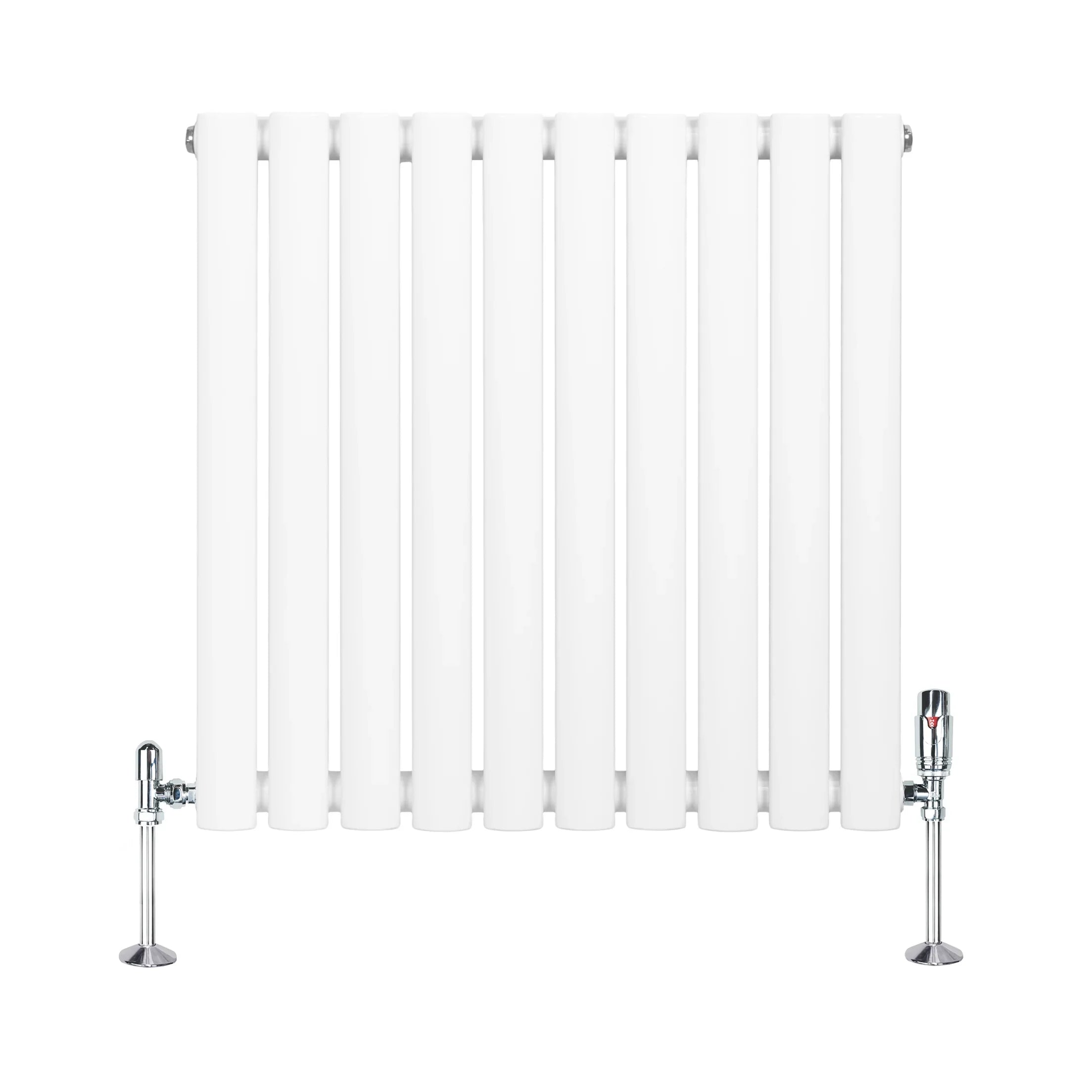 Oval Single Column Radiator & Valves – 600mm x 600mm – White