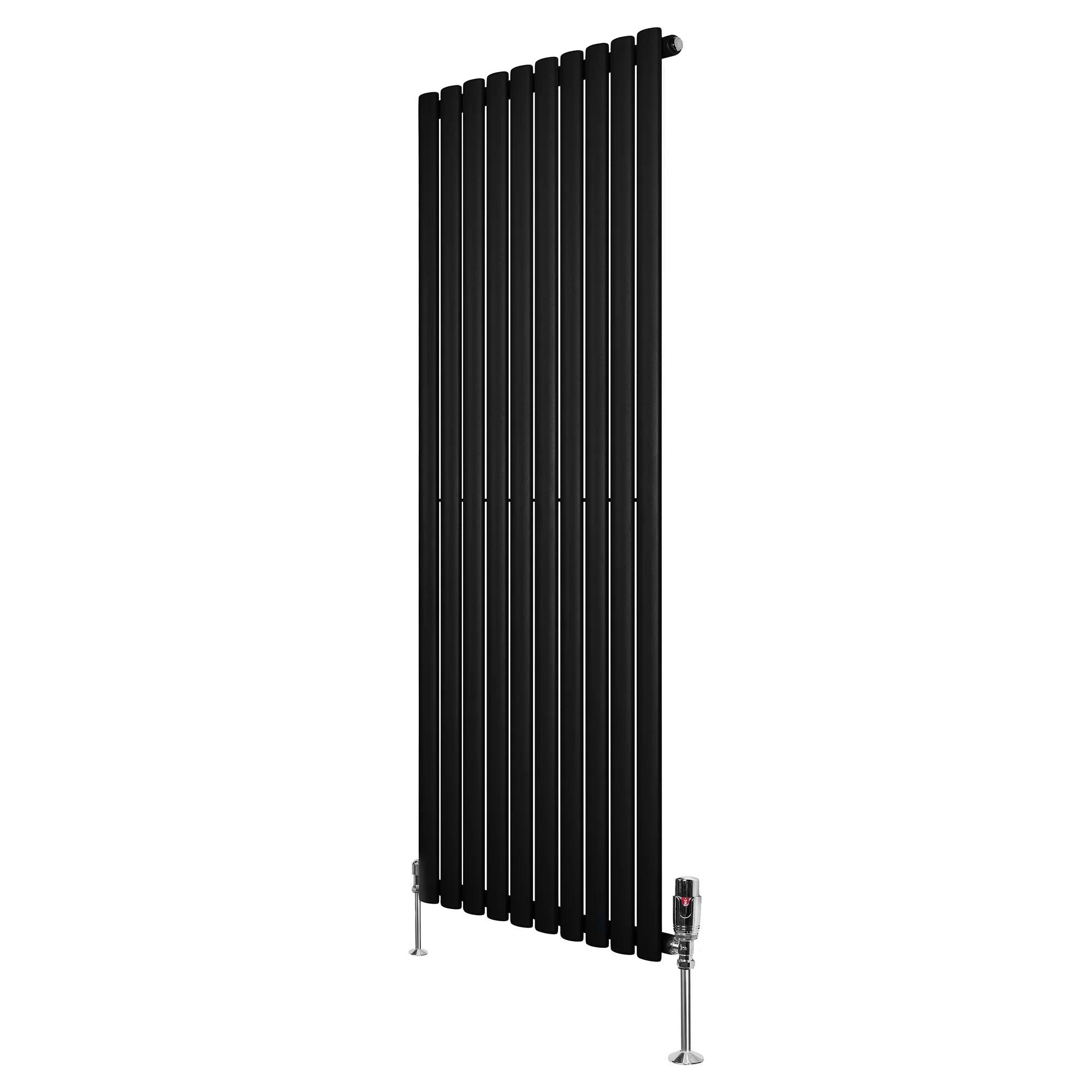 Oval Single Column Radiator & Valves – 1600mm x 600mm – Black