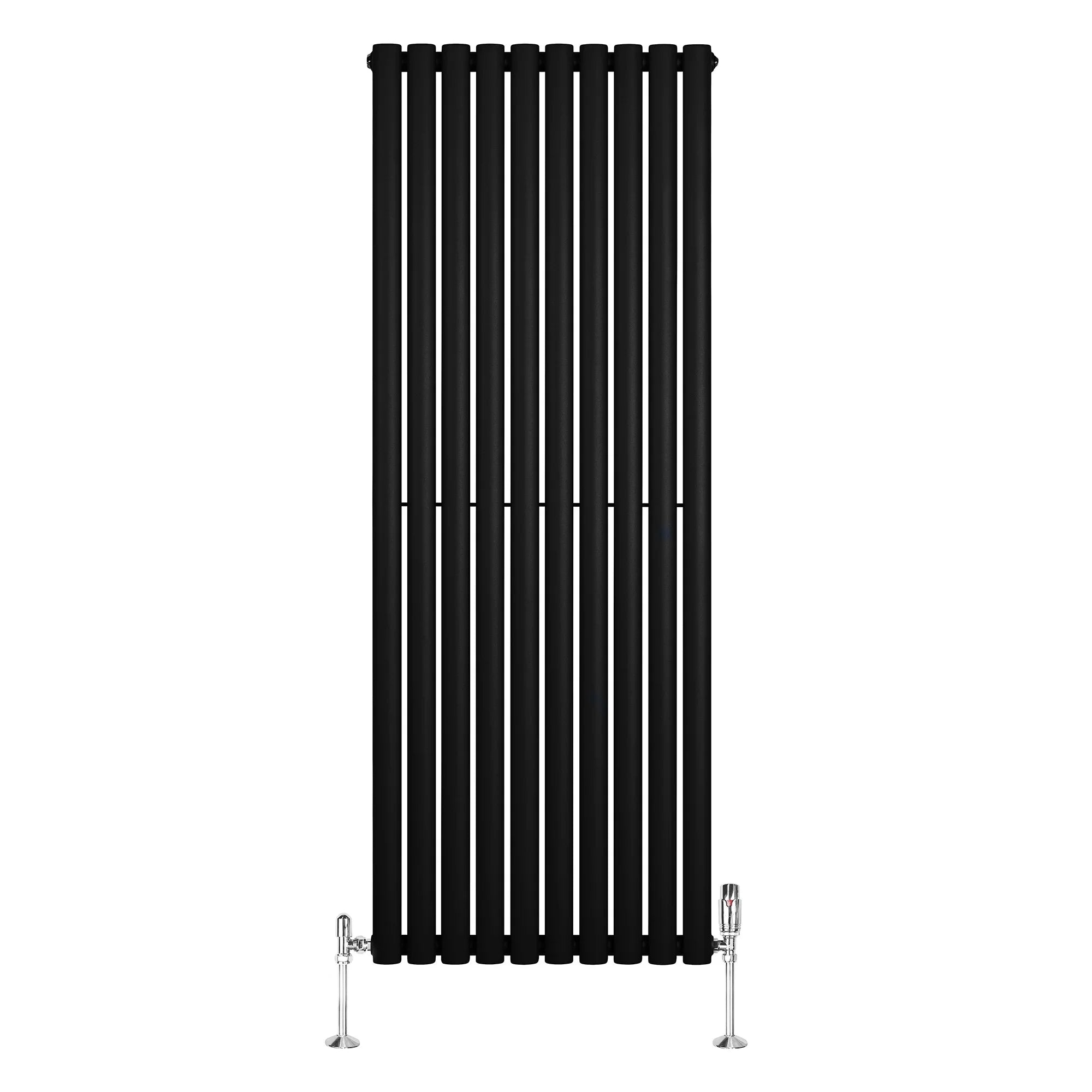 Oval Single Column Radiator & Valves – 1600mm x 600mm – Black