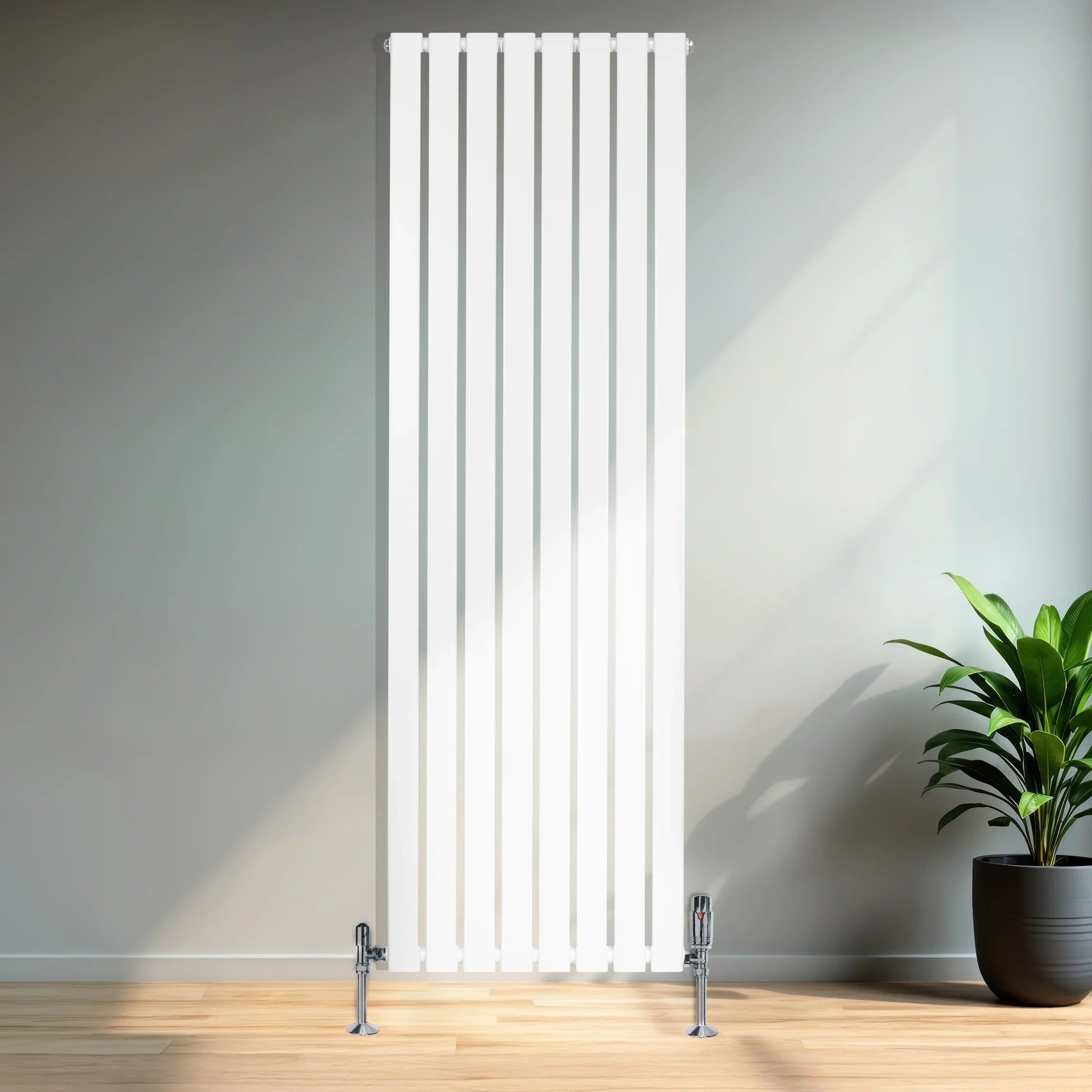 Flat Single Column Radiator & Valves – 1800mm x 560mm – White