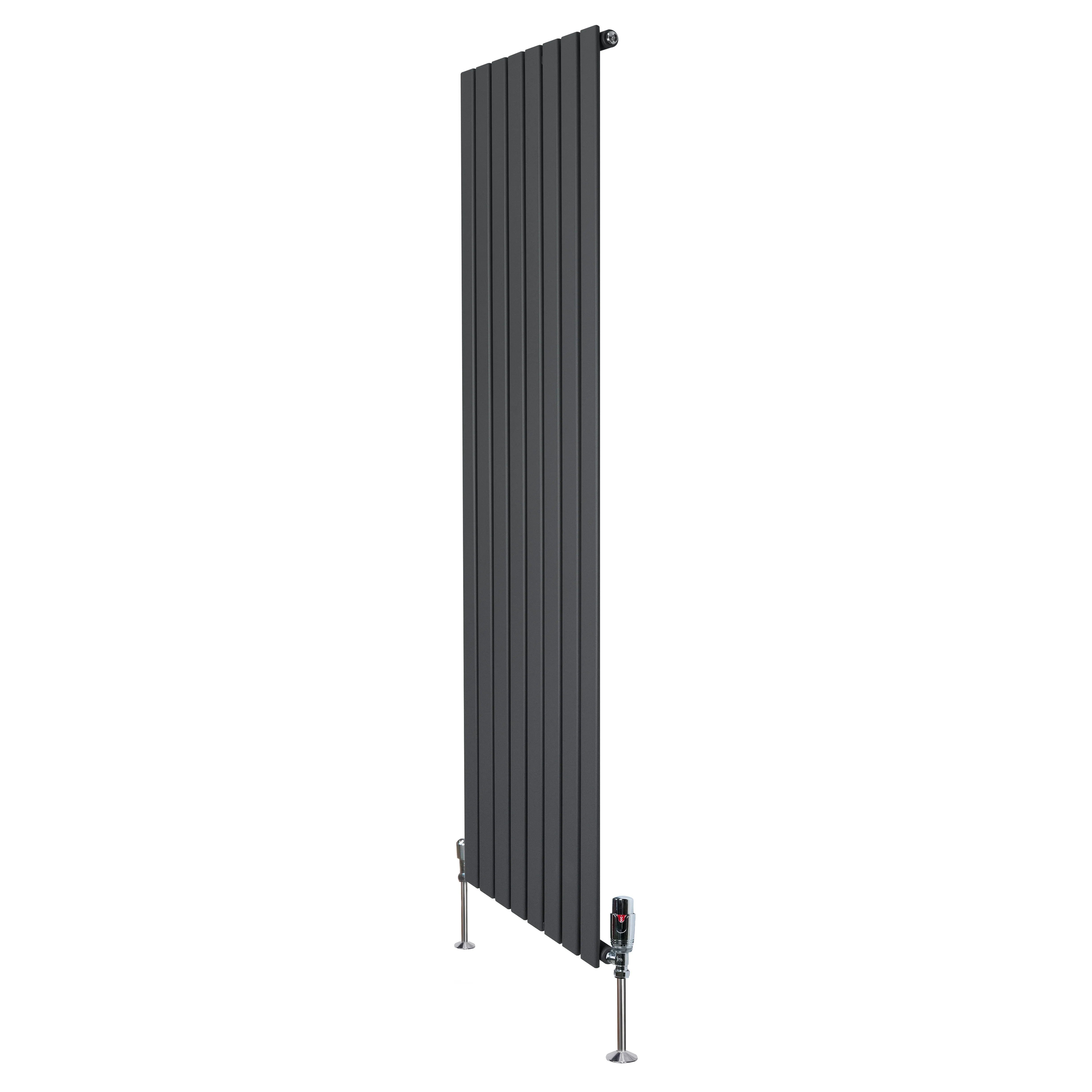 Flat Single Column Radiator & Valves – 1800mm x 560mm – Anthracite Grey