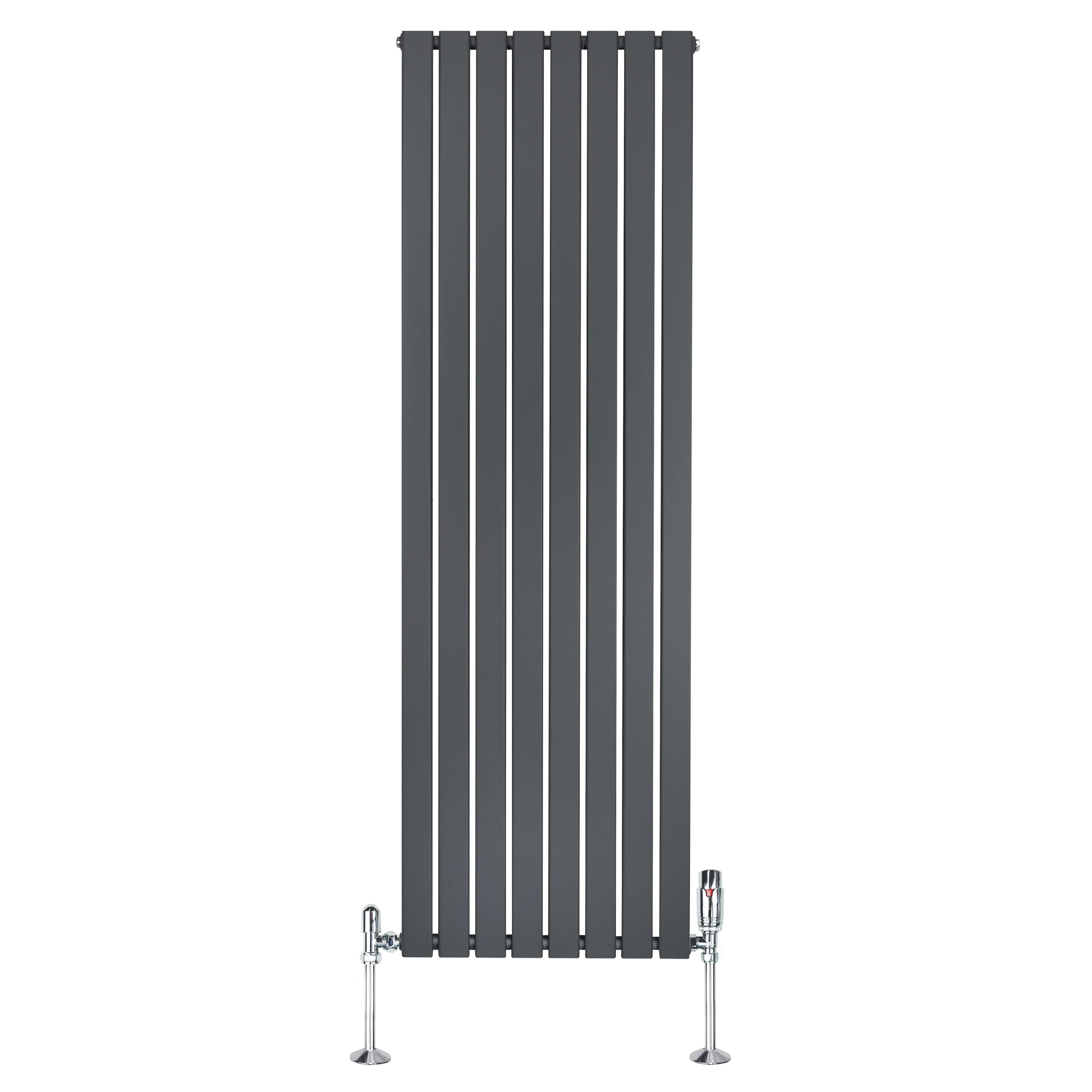 Flat Single Column Radiator & Valves – 1800mm x 560mm – Anthracite Grey