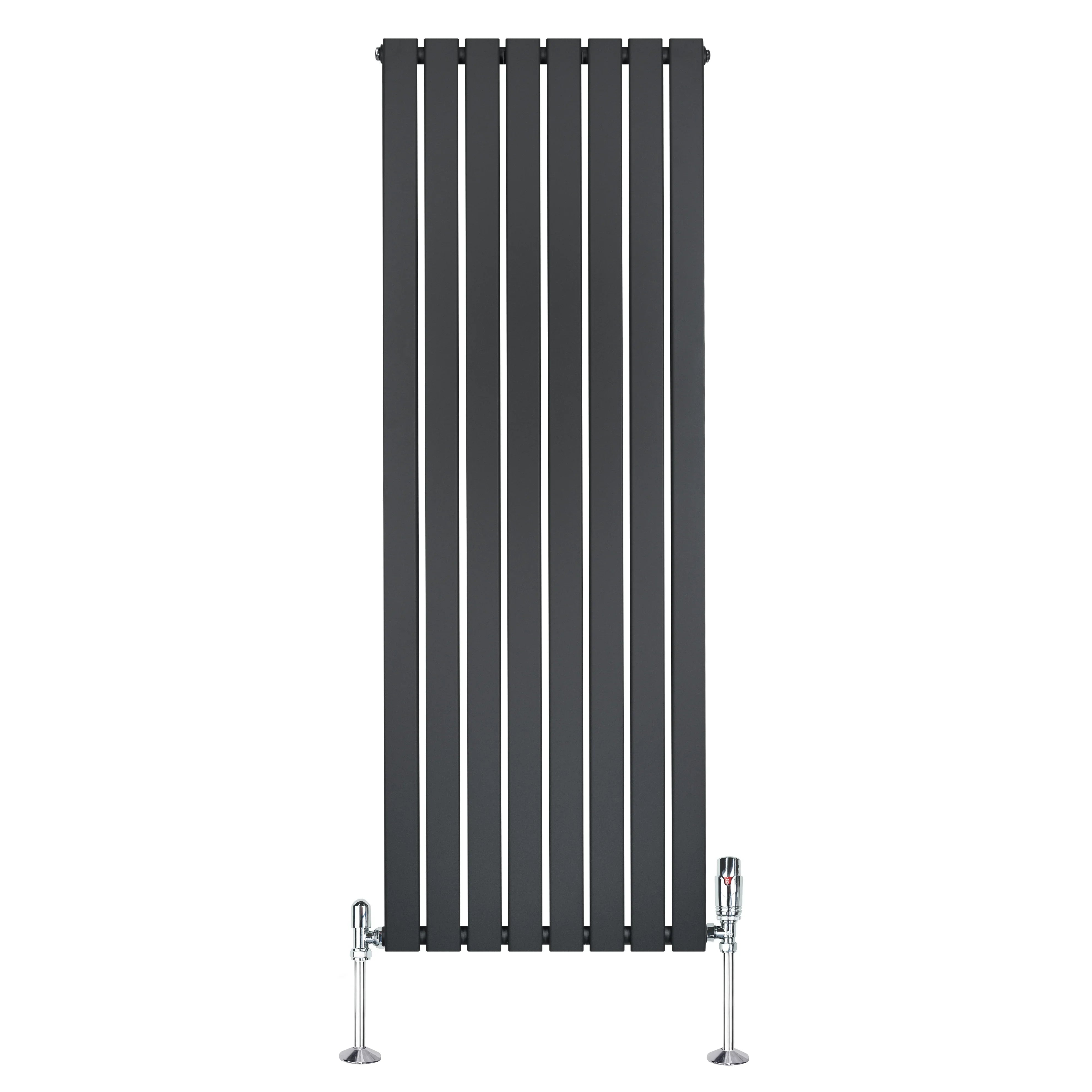 Flat Single Column Radiator & Valves – 1600mm x 560mm – Anthracite Grey