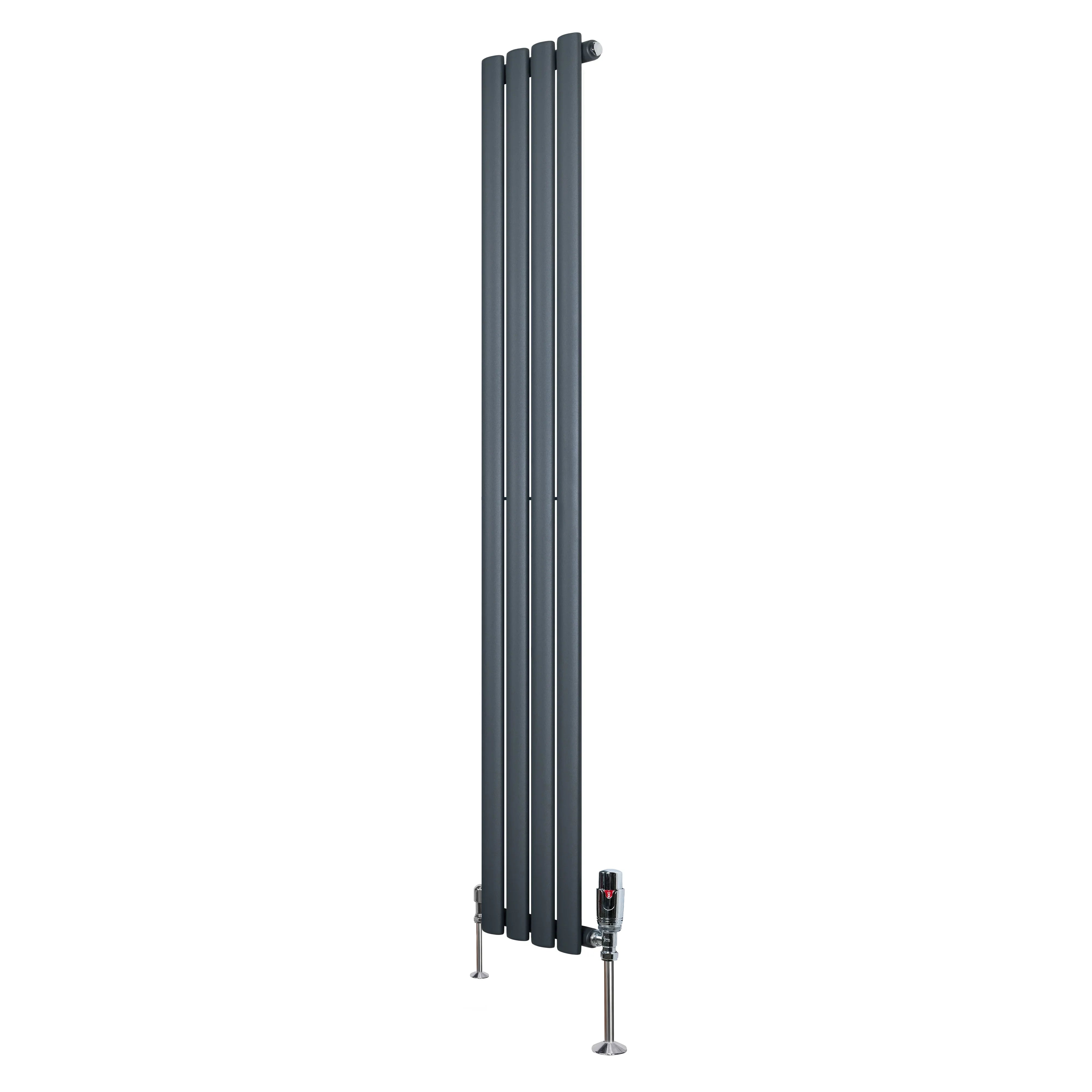 Oval Single Column Radiator & Valves – 1600mm x 240mm – Anthracite Grey