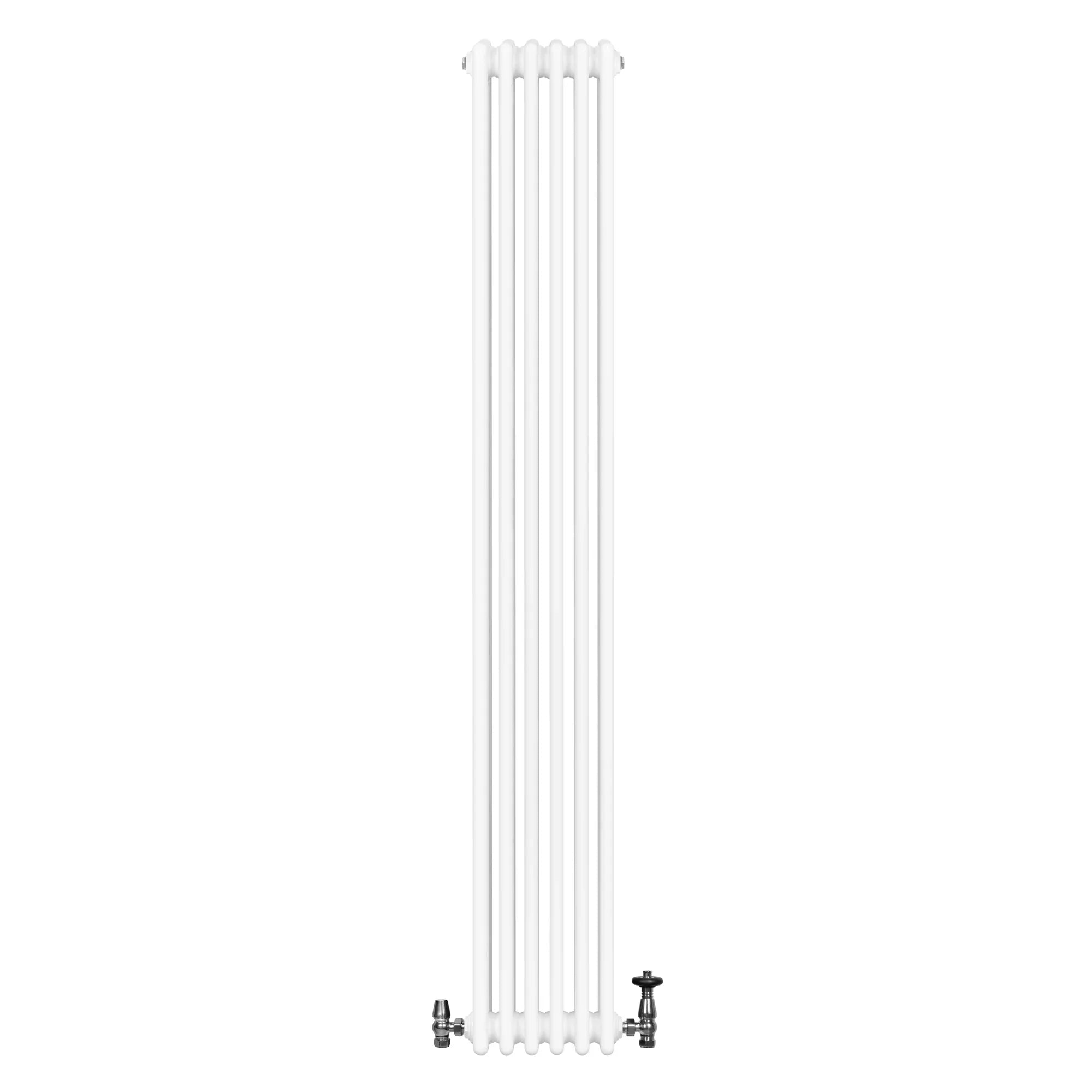 Traditional 4 Column Radiator & Valves - 1800 x 290mm - White