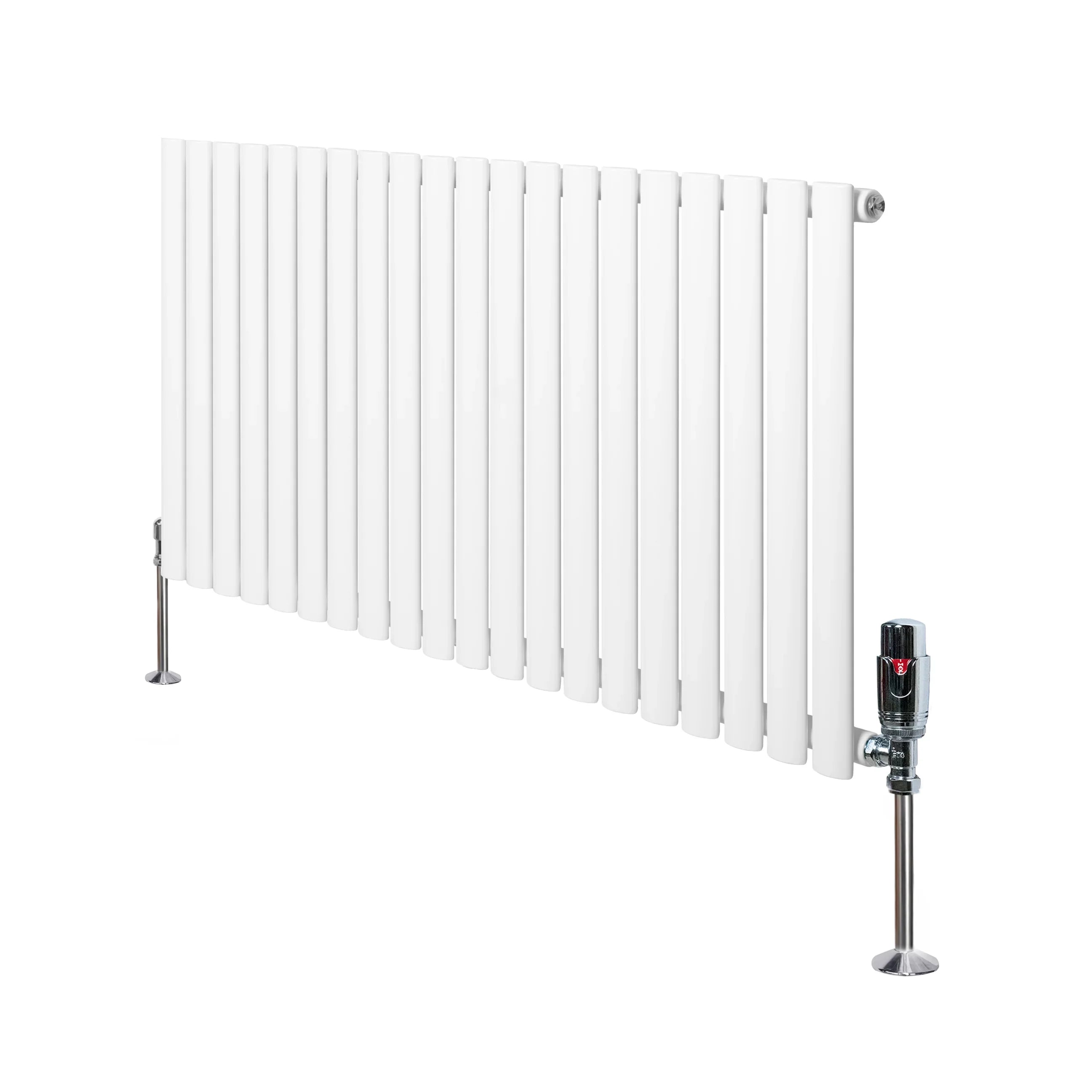 Oval Single Column Radiator & Valves – 600mm x 1200mm – White
