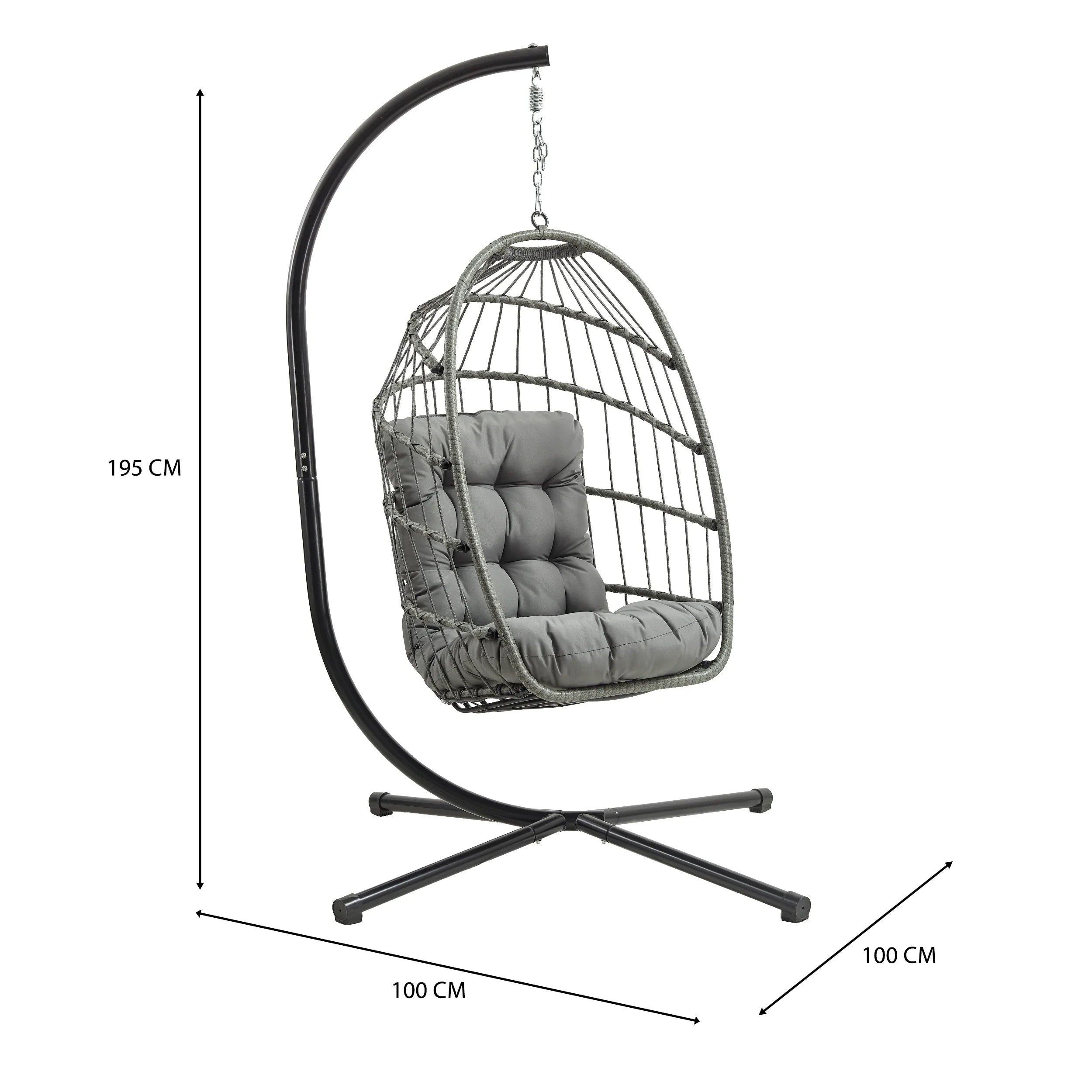 Rattan Hanging Egg Chair – Grey
