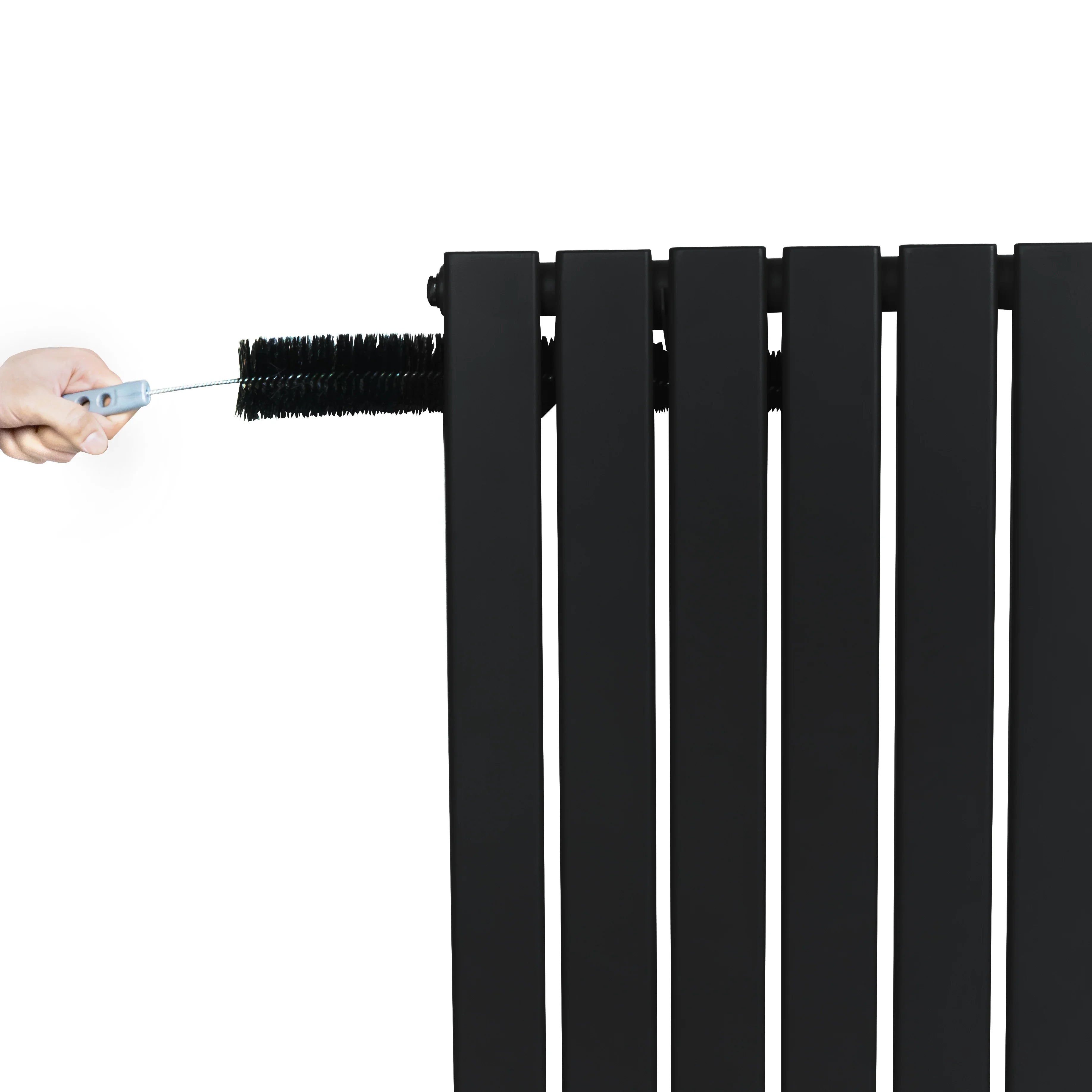 Flat Single Column Radiator & Valves – 600mm x 1400mm – Black