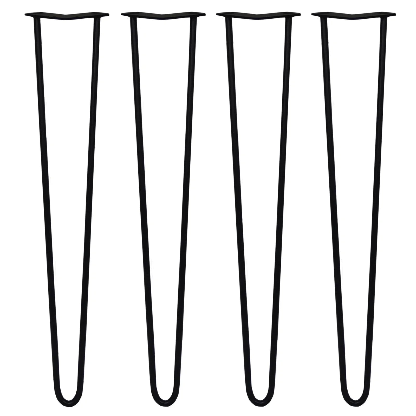 4 x 28" Hairpin Legs - 2 Prong - 12mm - Black