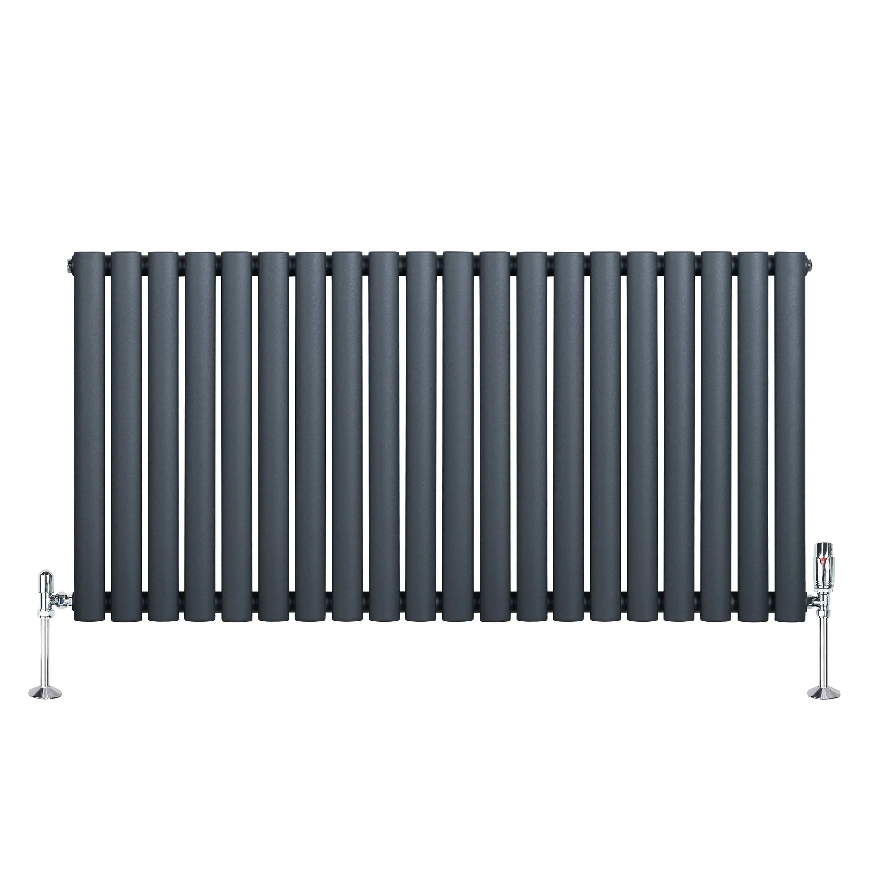 Oval Single Column Radiator & Valves – 600mm x 1200mm – Anthracite Grey