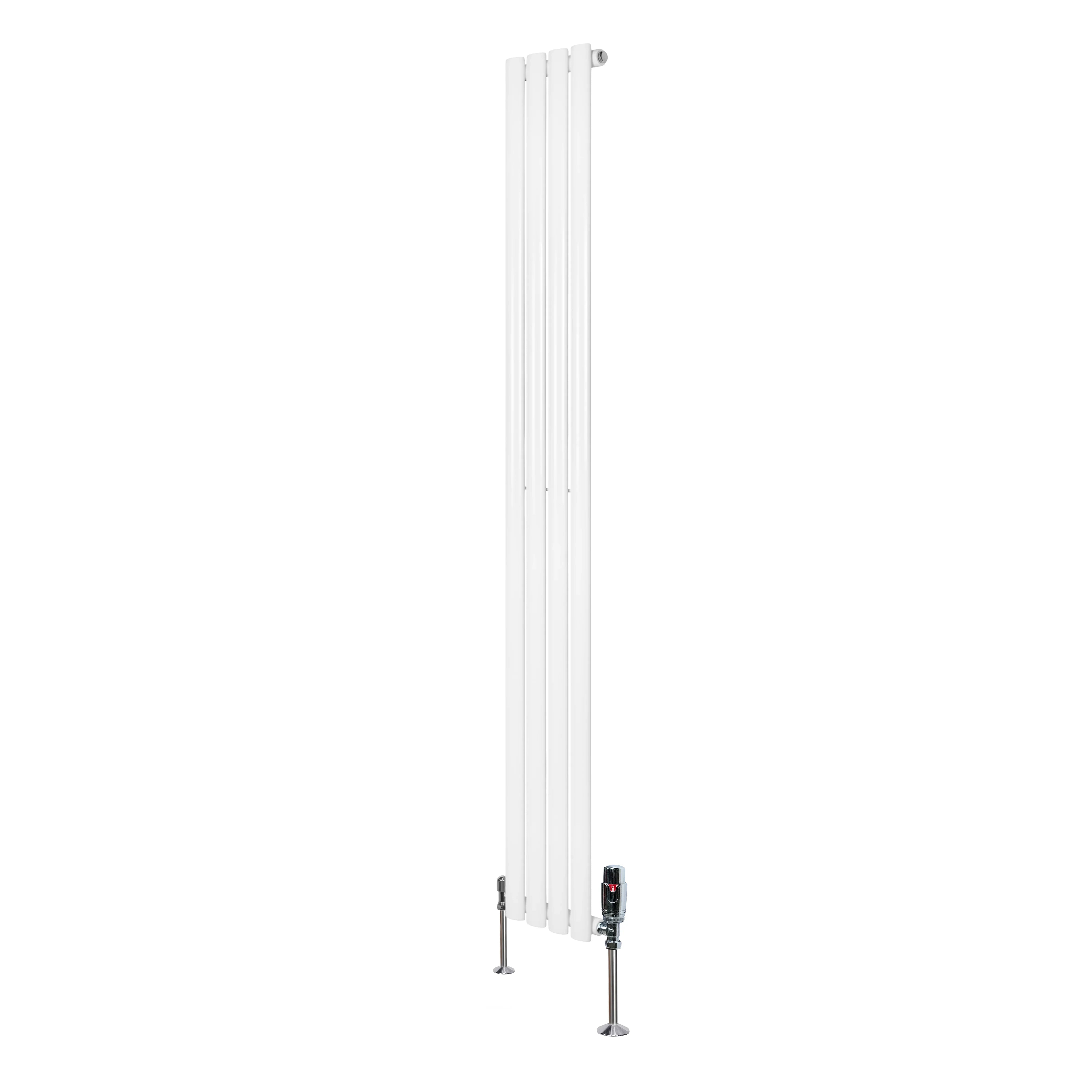 Oval Single Column Radiator & Valves – 1800mm x 240mm – White
