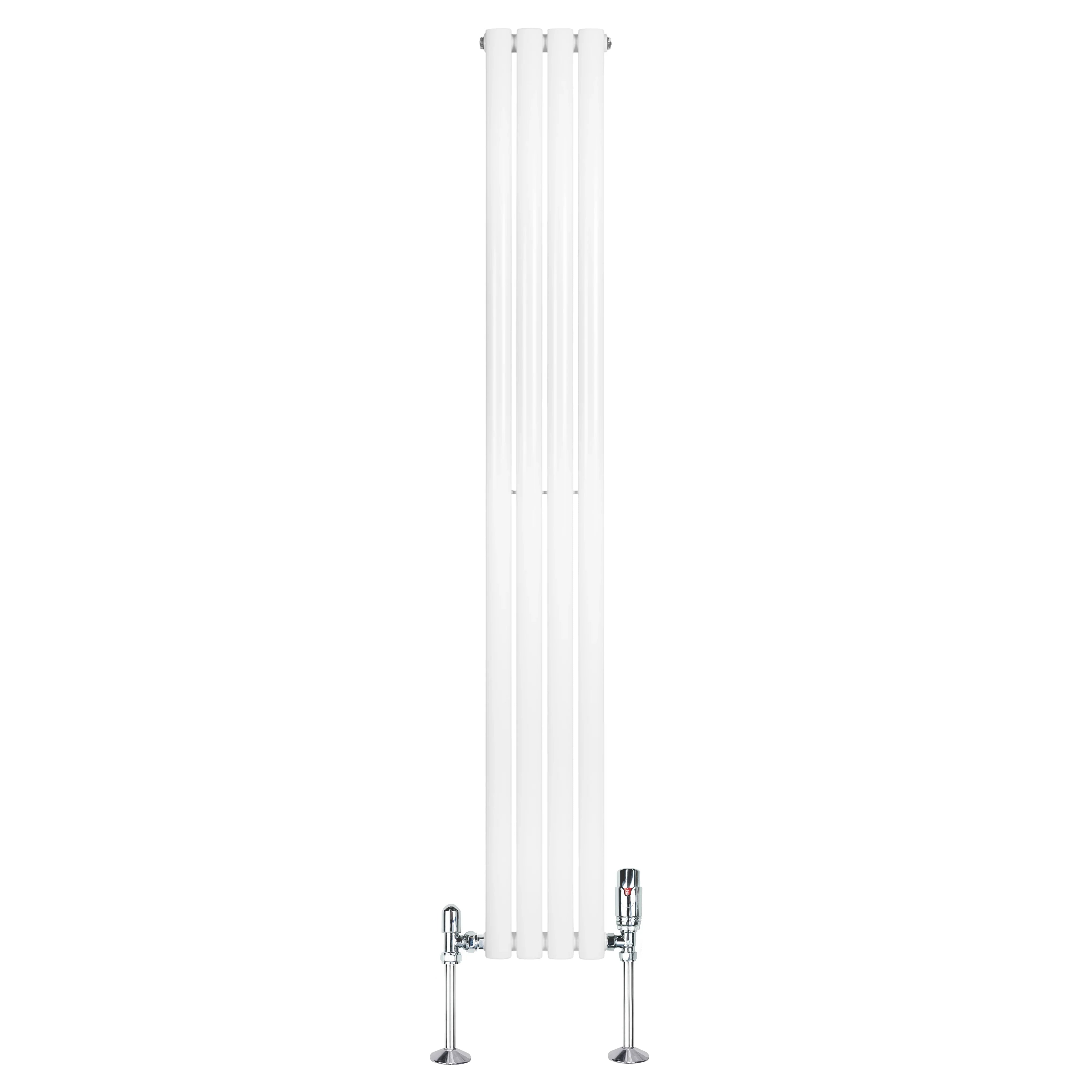 Oval Single Column Radiator & Valves – 1800mm x 240mm – White