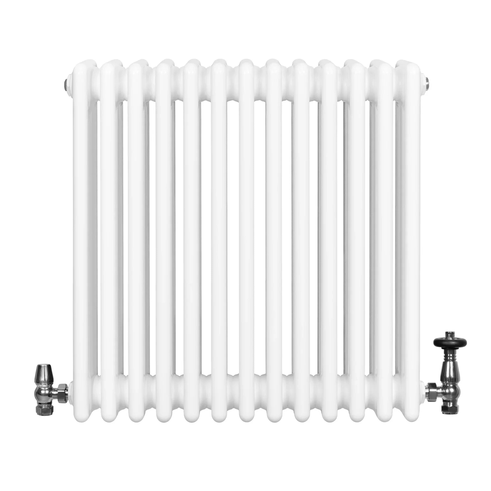 Traditional 4 Column Radiator & Valves - 600 x 605mm - White
