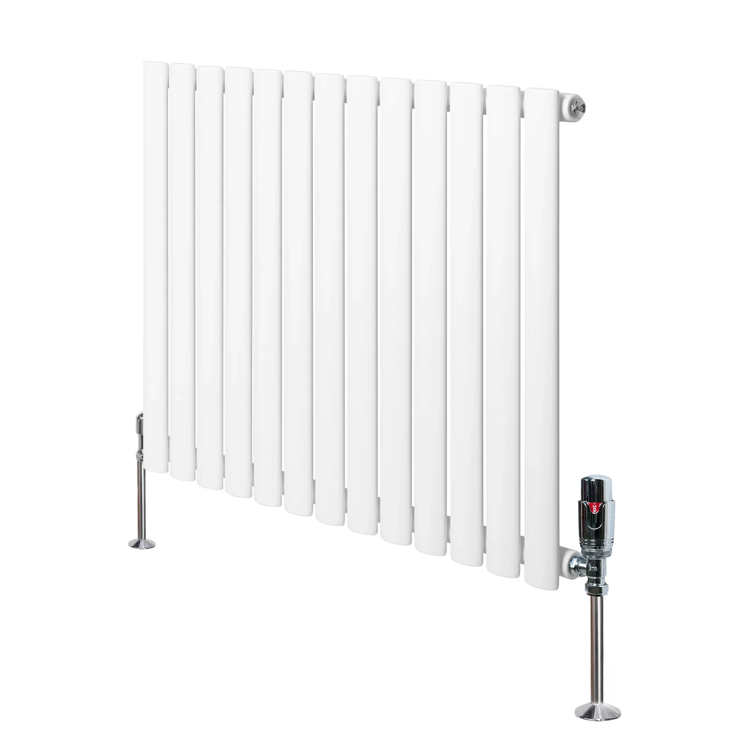 Oval Single Column Radiator & Valves – 600mm x 780mm – White