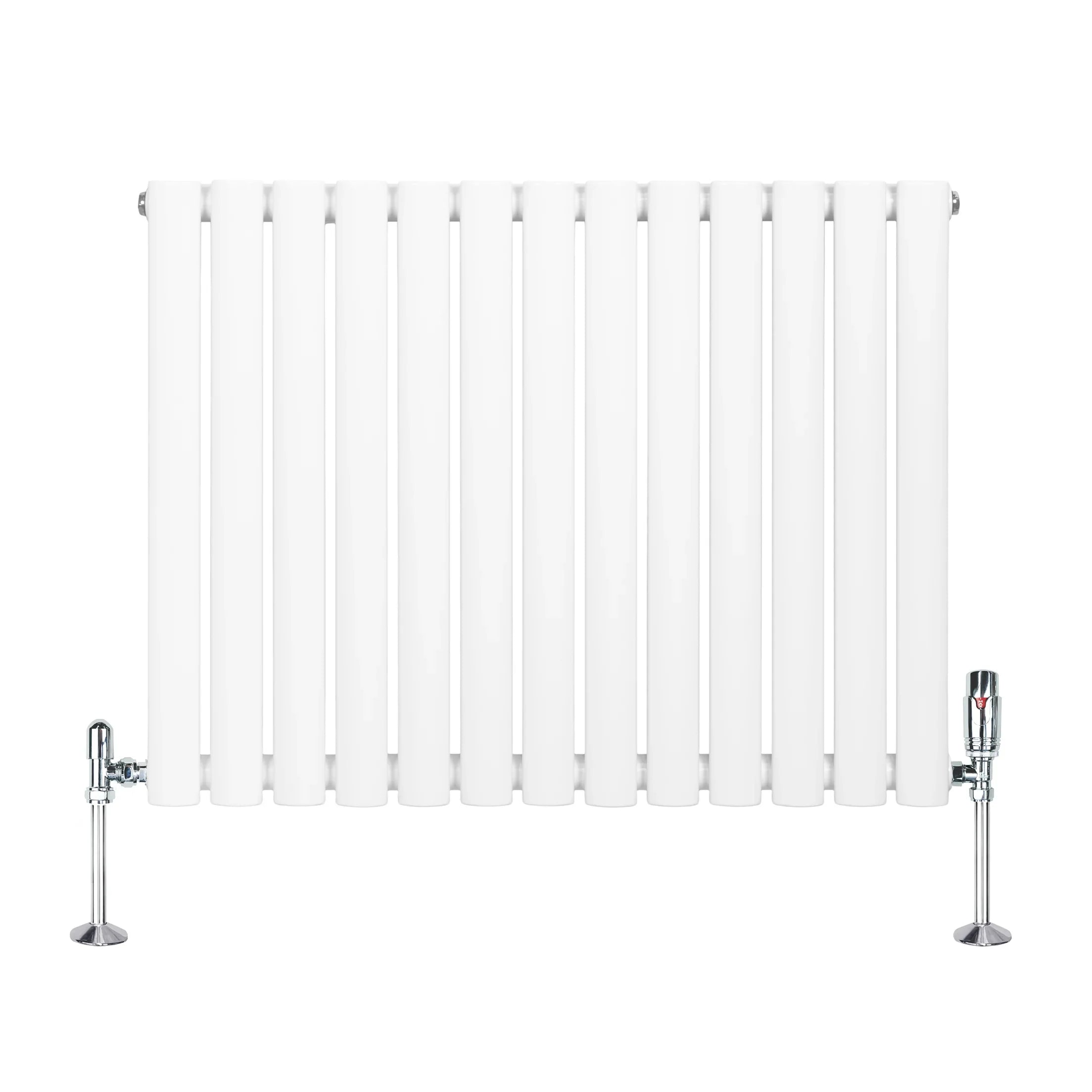 Oval Single Column Radiator & Valves – 600mm x 780mm – White