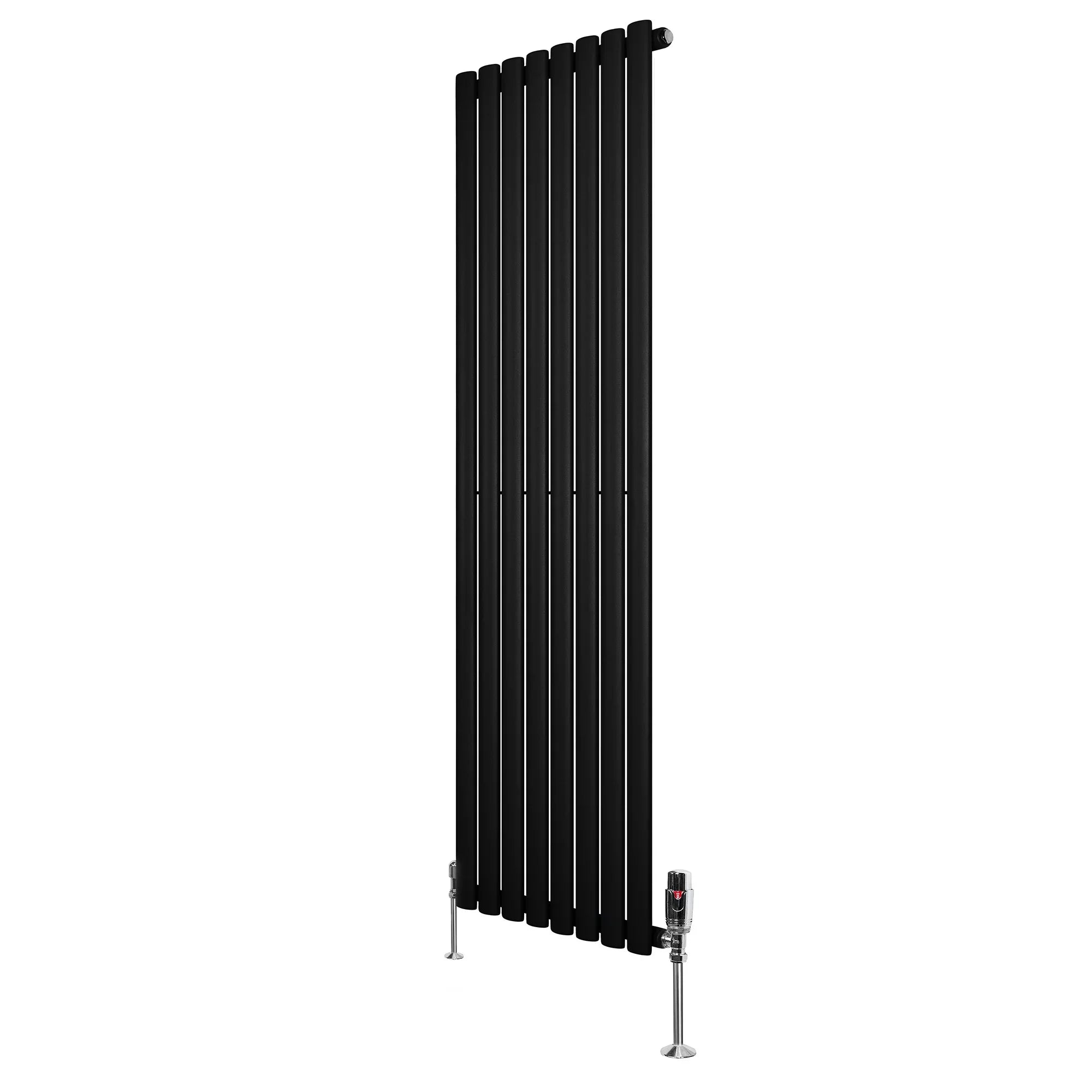 Oval Single Column Radiator & Valves – 1600mm x 480mm – Black