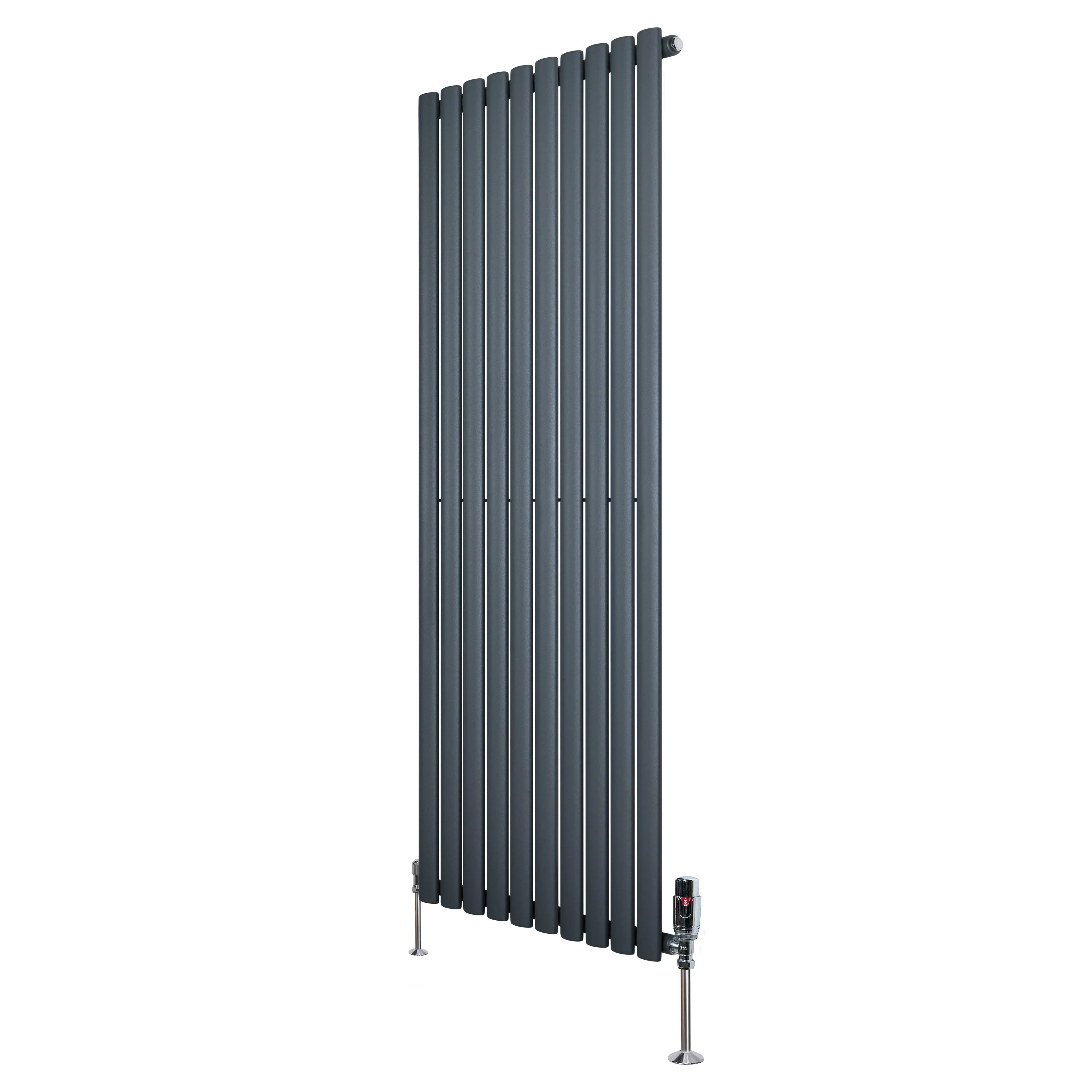 Oval Single Column Radiator & Valves – 1600mm x 600mm – Anthracite Grey