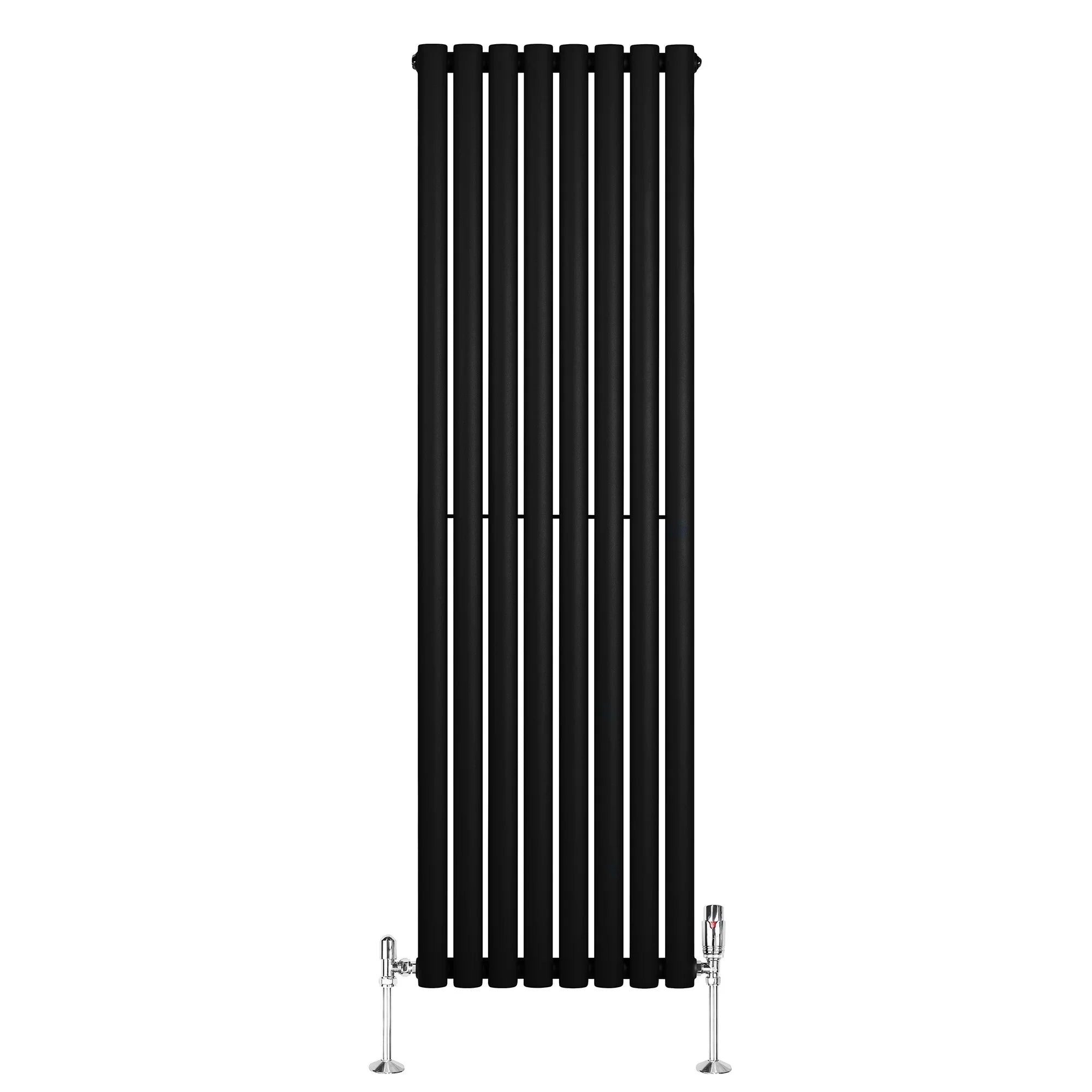 Oval Single Column Radiator & Valves – 1600mm x 480mm – Black
