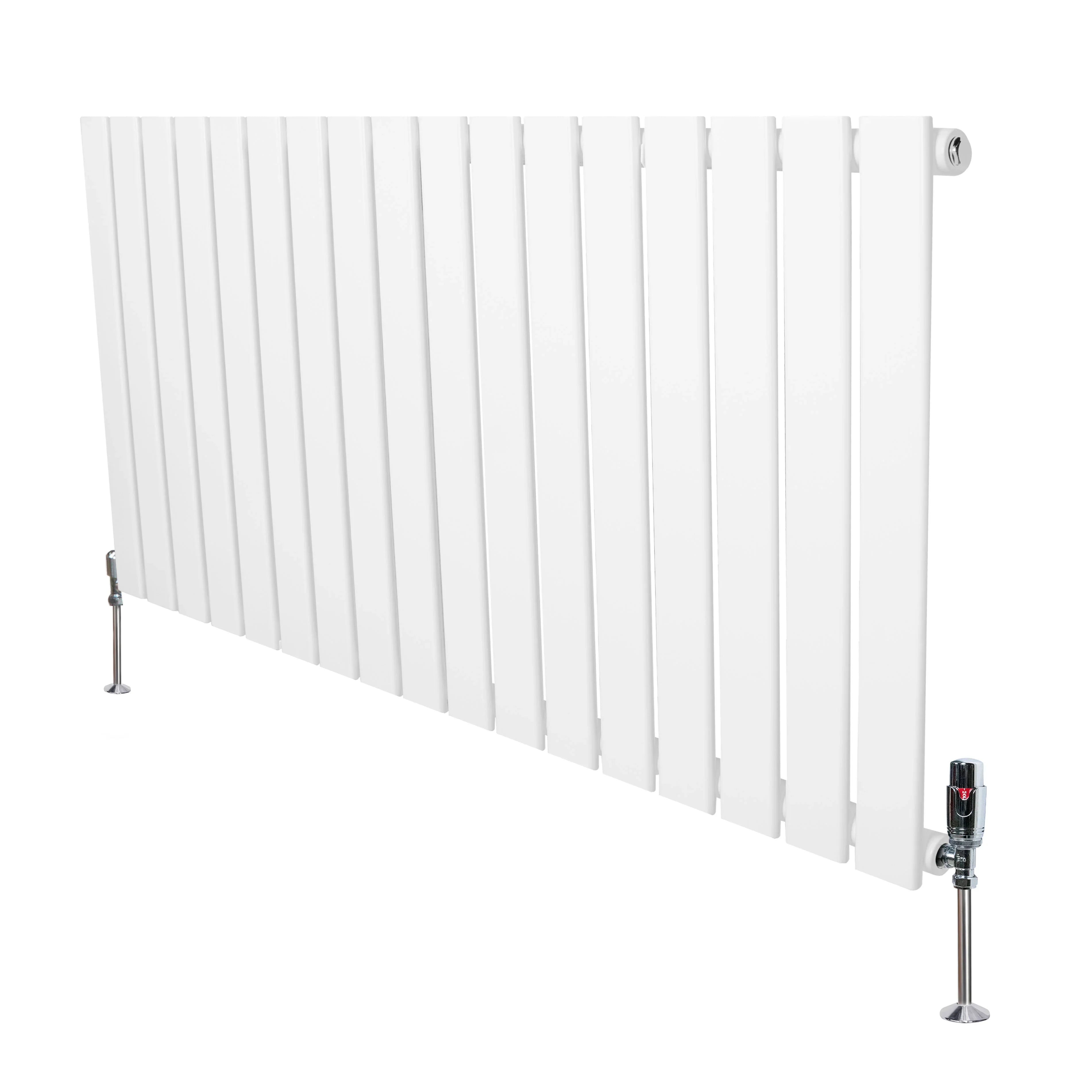 Flat Single Column Radiator & Valves – 600mm x 1190mm – White
