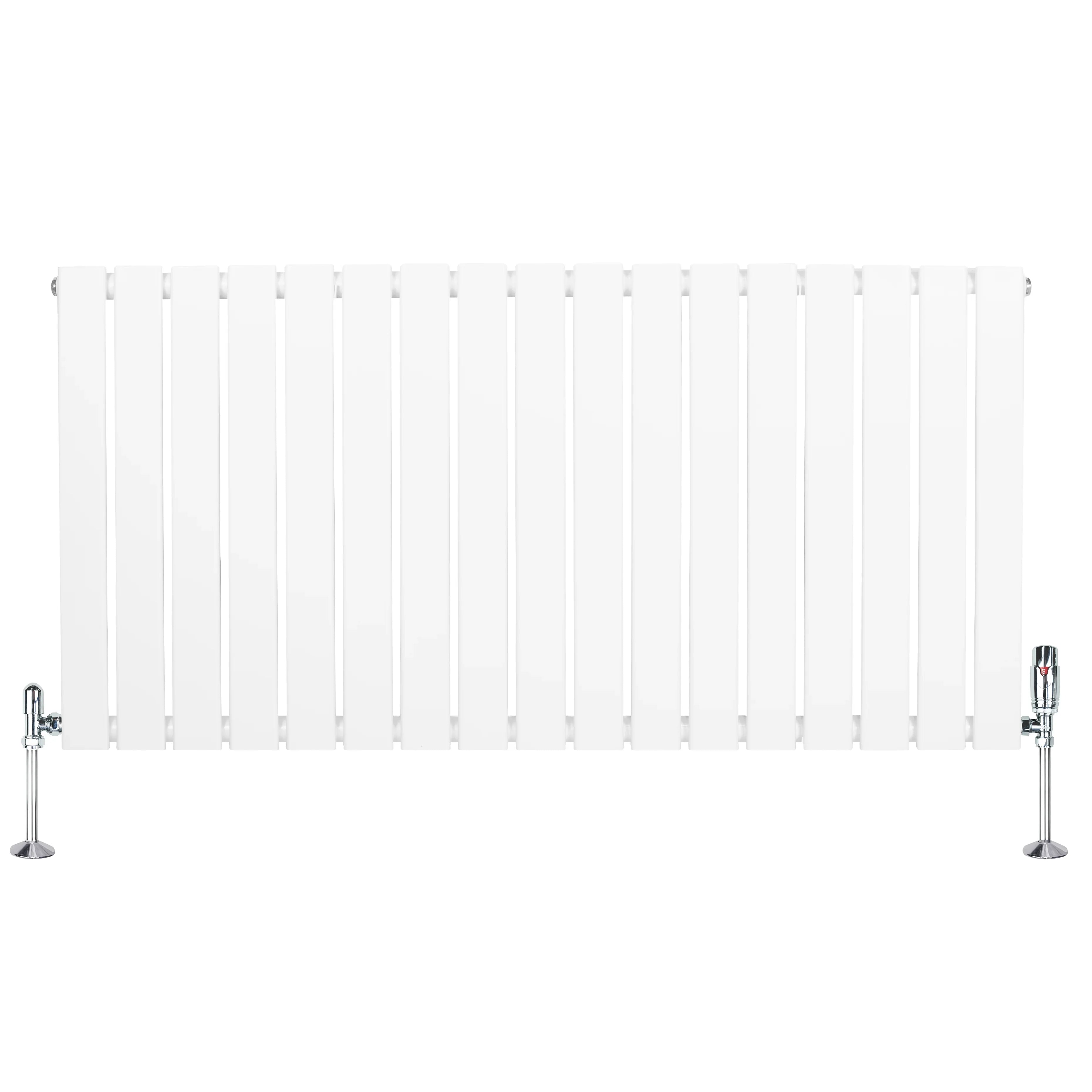 Flat Single Column Radiator & Valves – 600mm x 1190mm – White