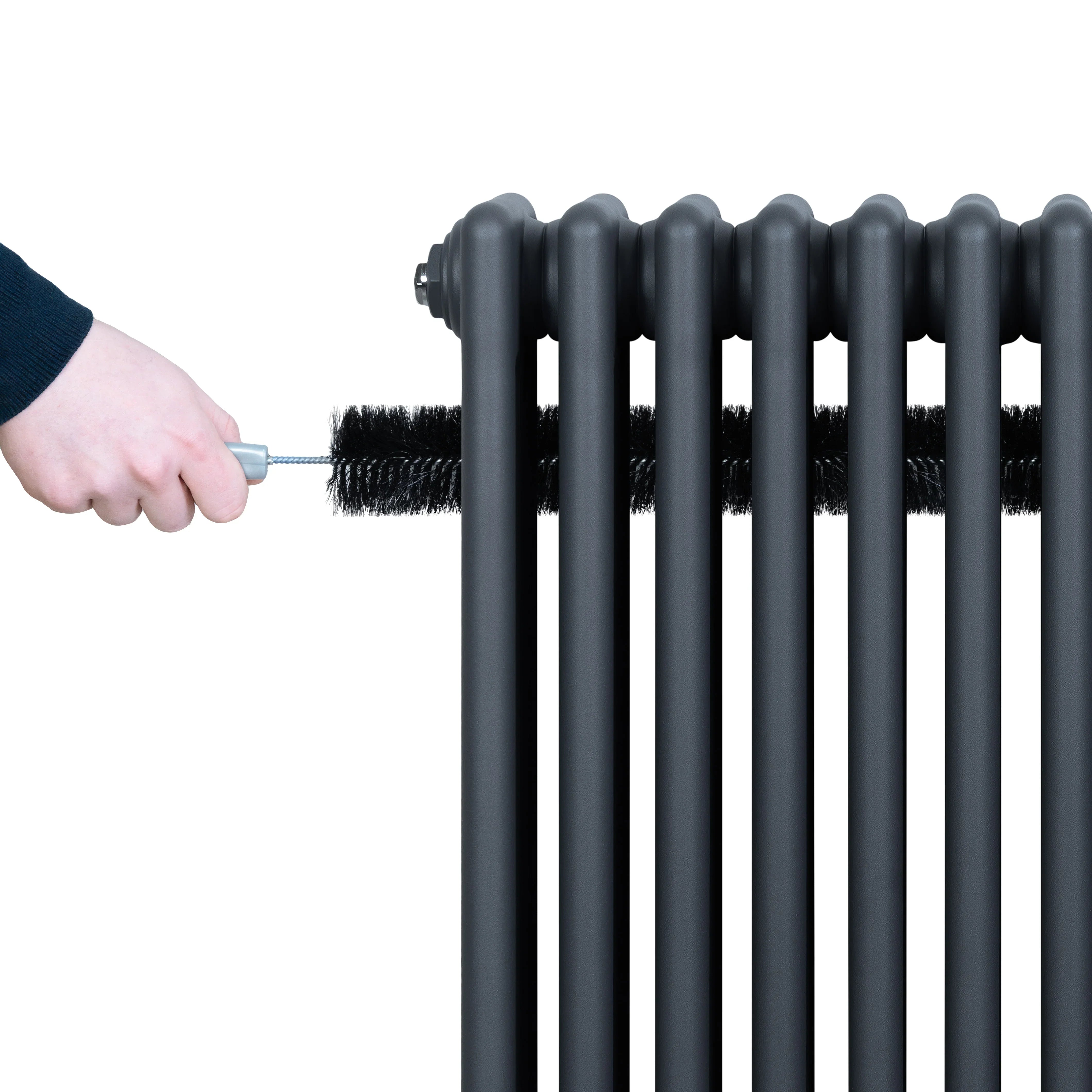 Traditional 4 Column Radiator & Valves - 1800 x 290mm - Anthracite Grey
