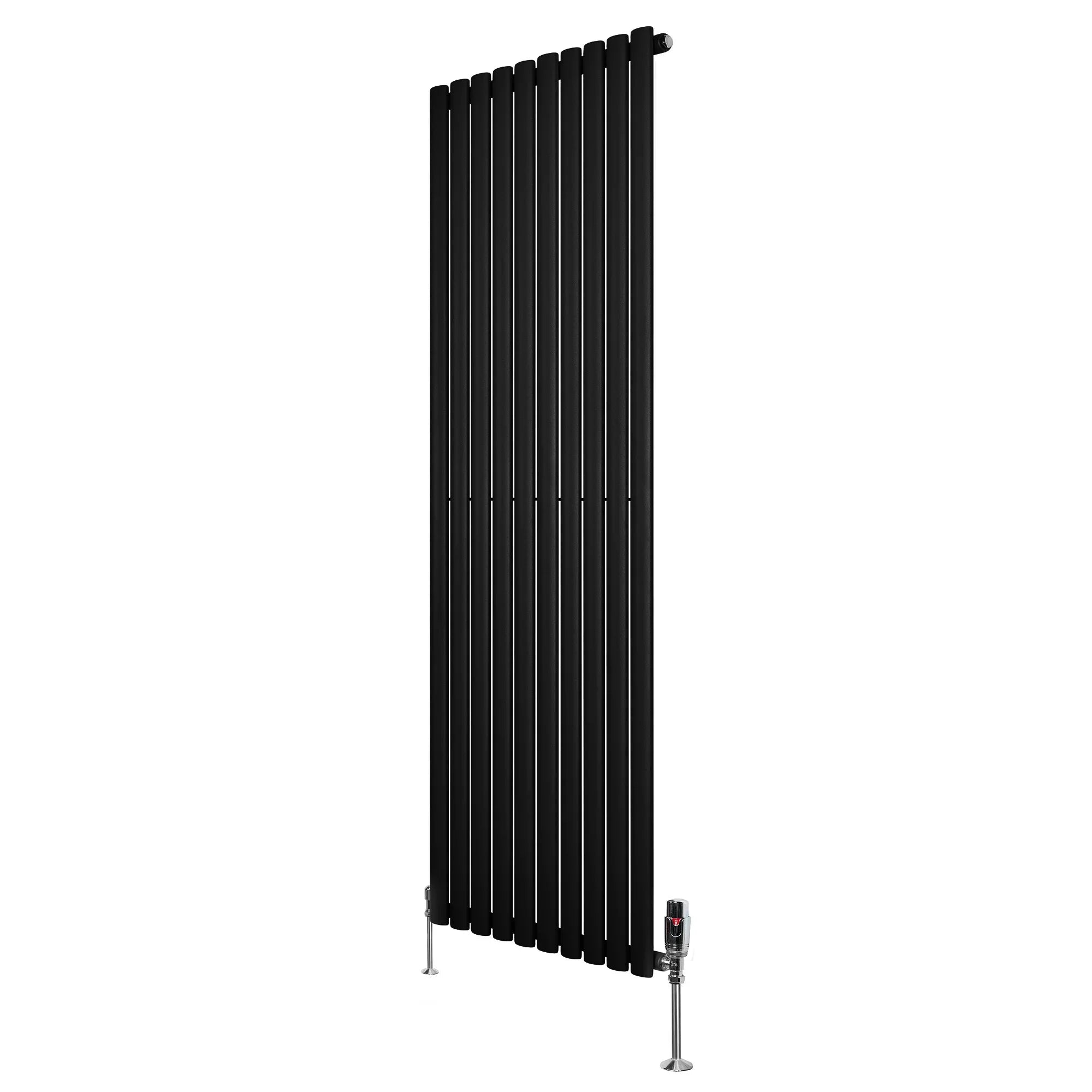 Oval Single Column Radiator & Valves – 1800mm x 600mm – Black