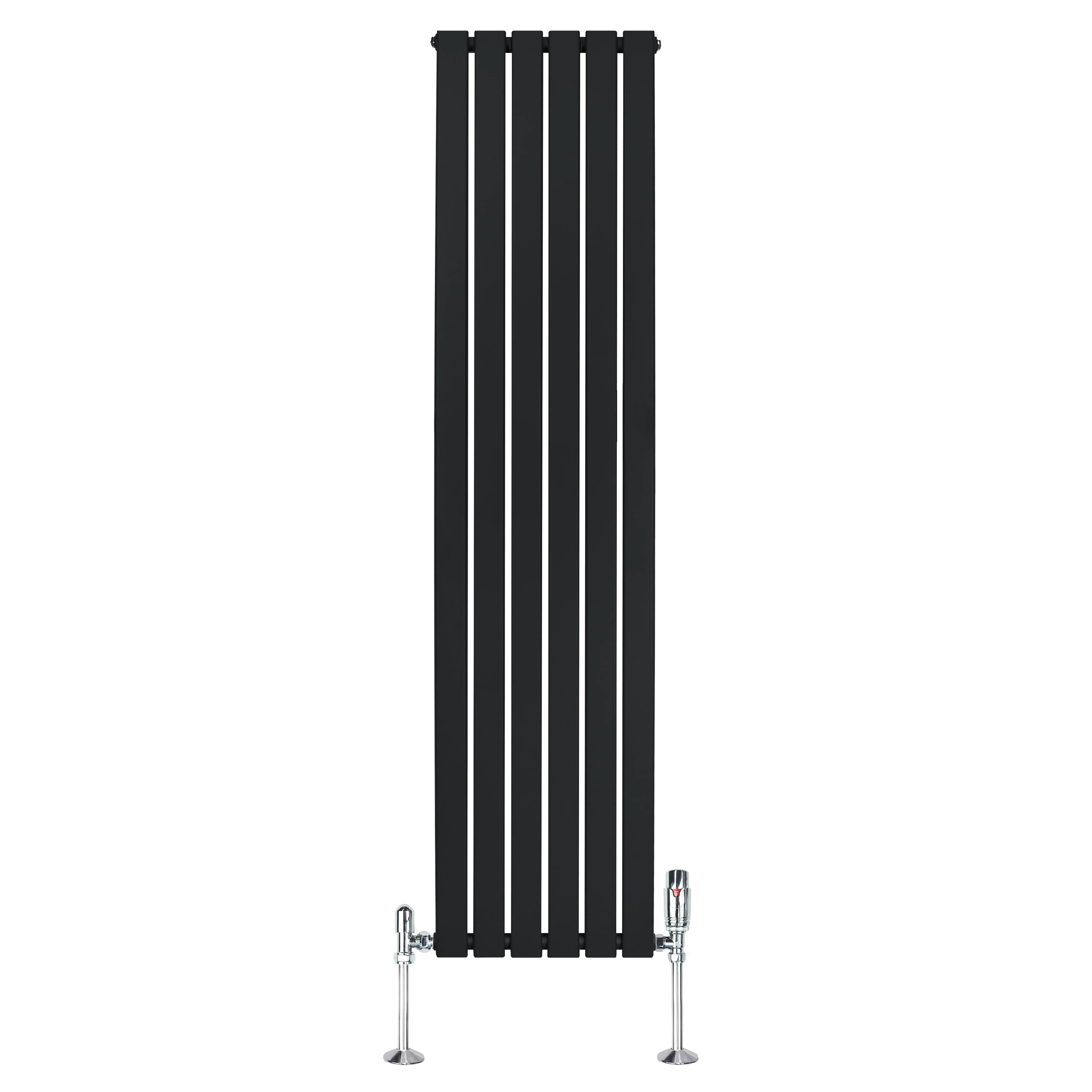 Flat Single Column Radiator & Valves – 1800mm x 420mm – Black