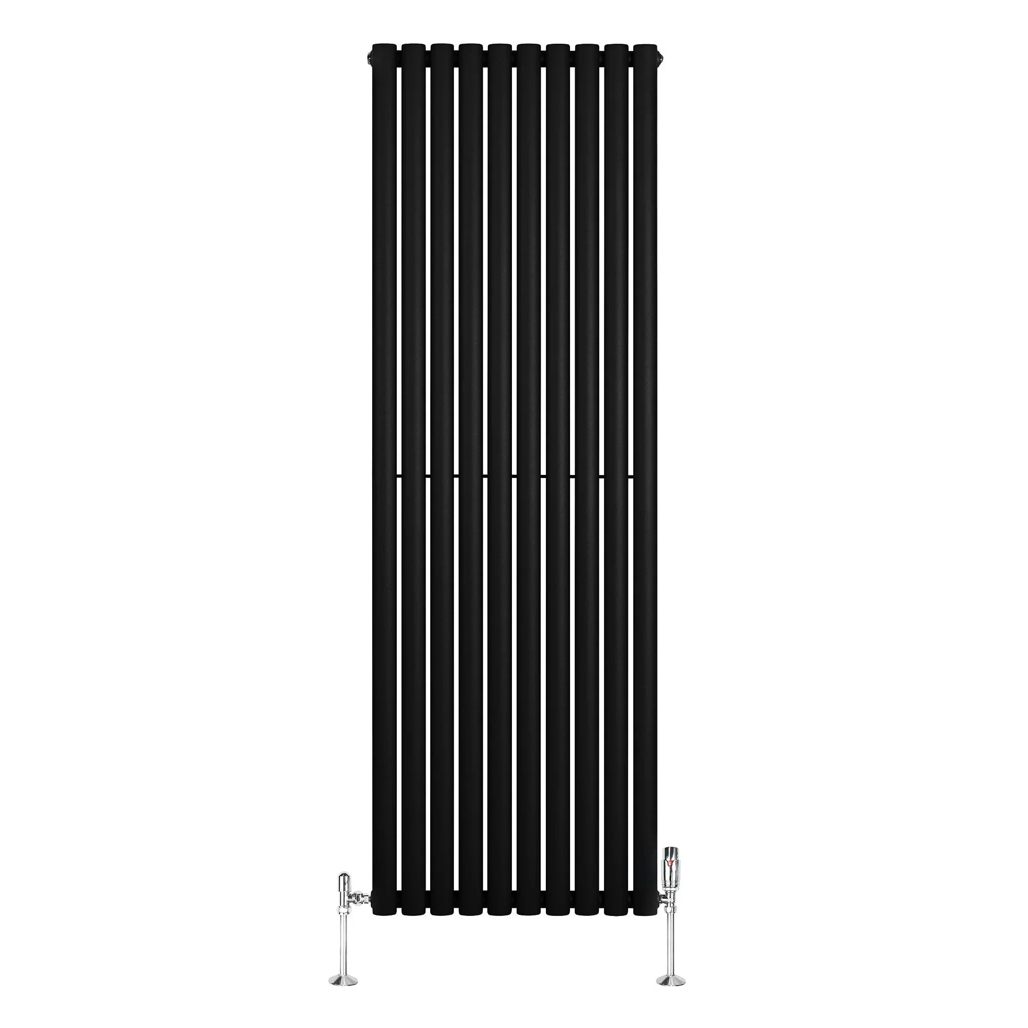 Oval Single Column Radiator & Valves – 1800mm x 600mm – Black