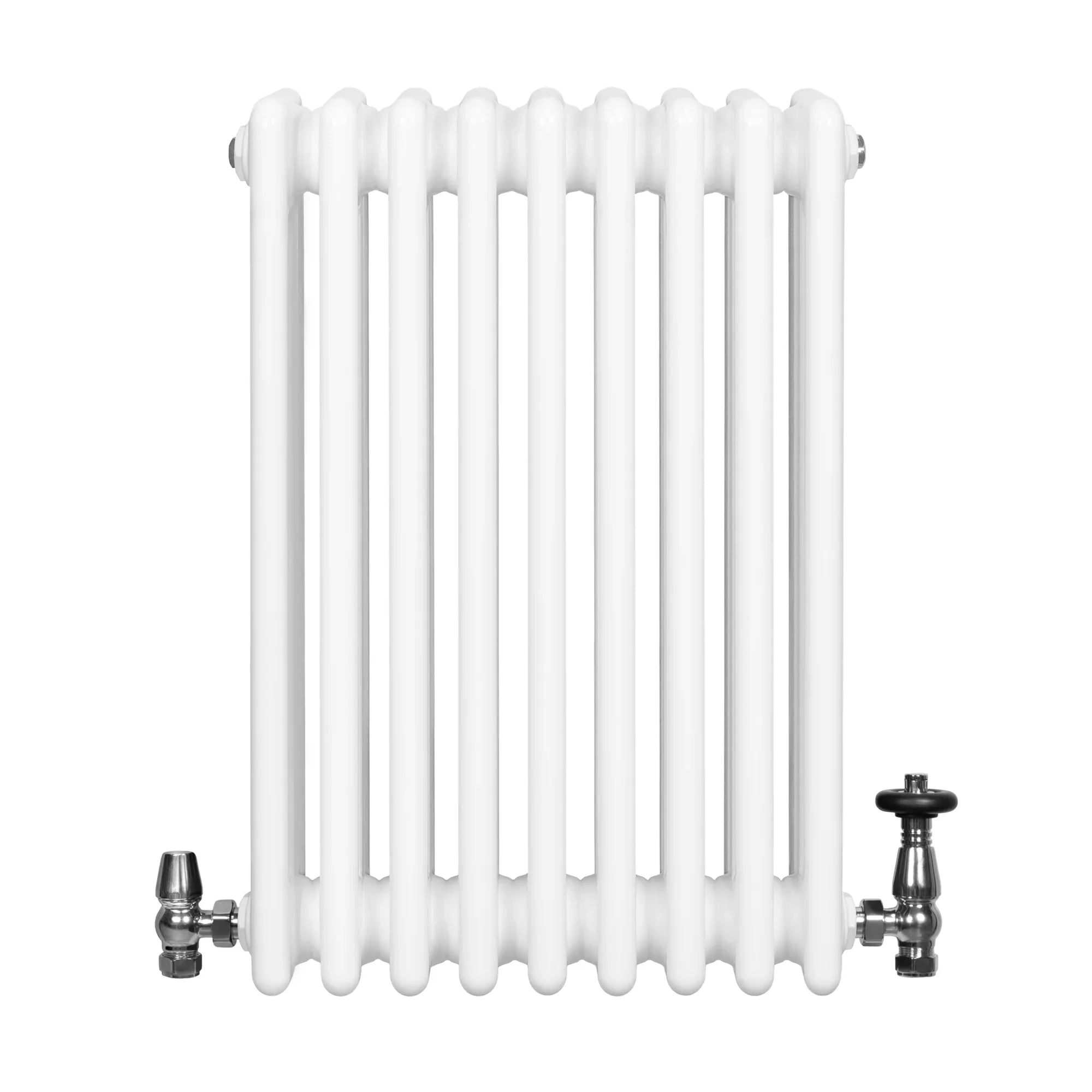 Traditional 4 Column Radiator & Valves - 600 x 425mm - White