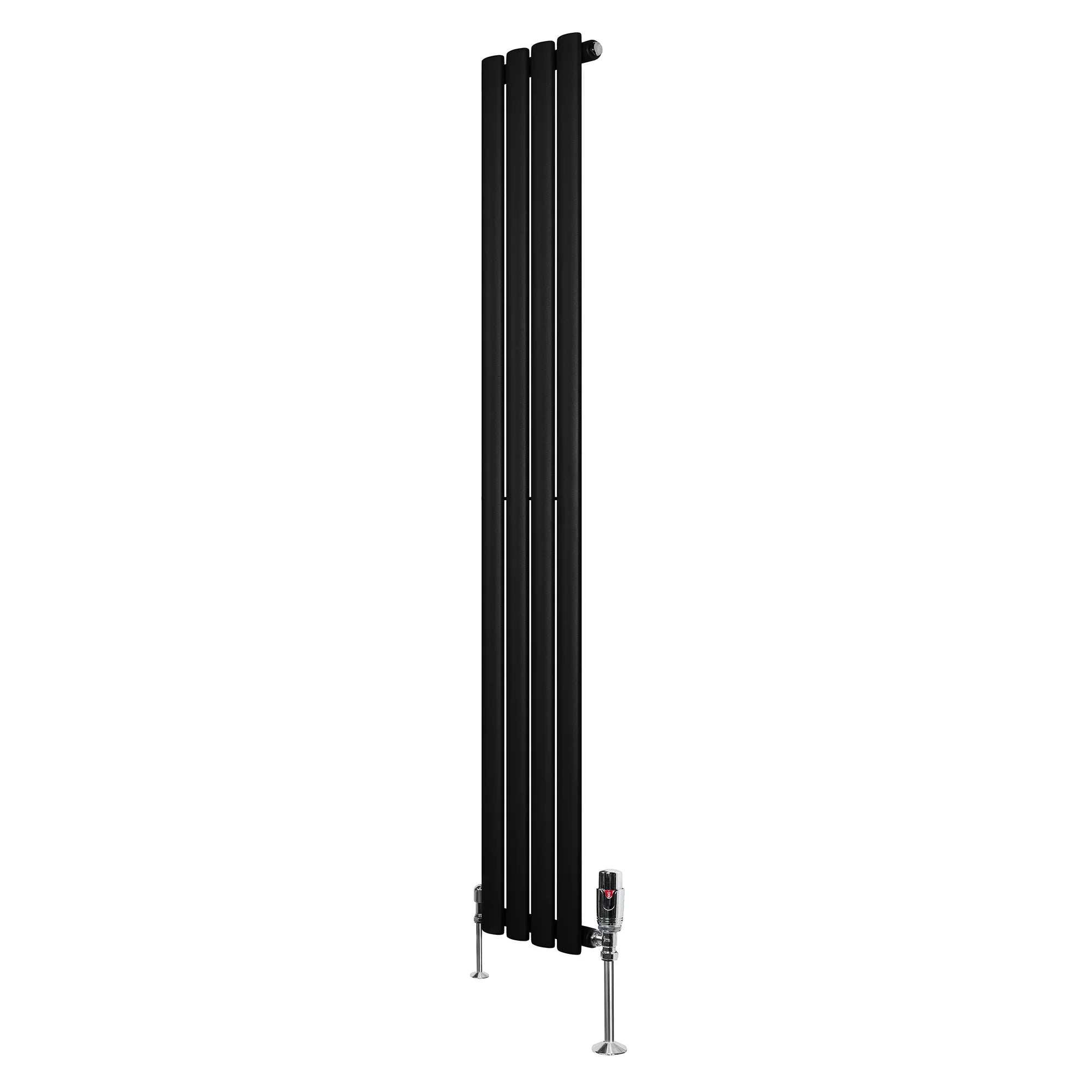 Oval Single Column Radiator & Valves – 1600mm x 240mm – Black