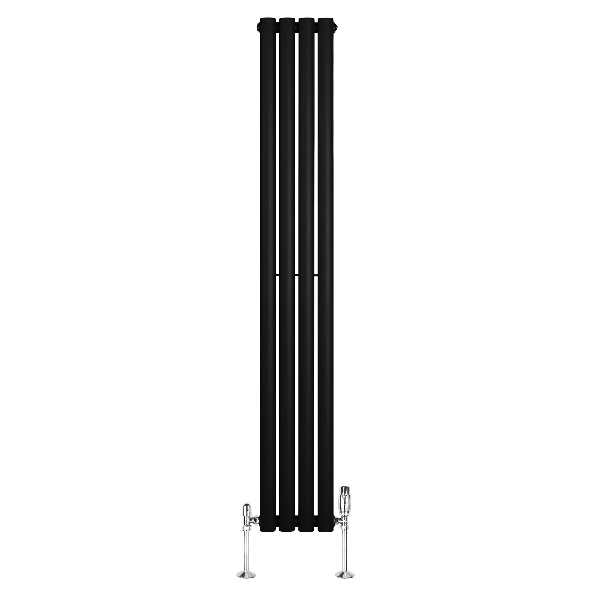 Oval Single Column Radiator & Valves – 1600mm x 240mm – Black