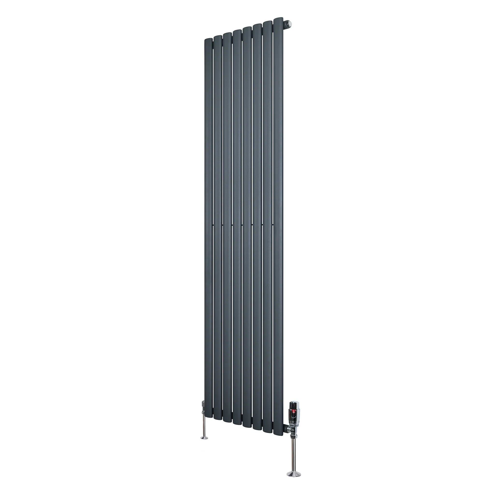 Oval Single Column Radiator & Valves – 1800mm x 480mm – Anthracite Grey