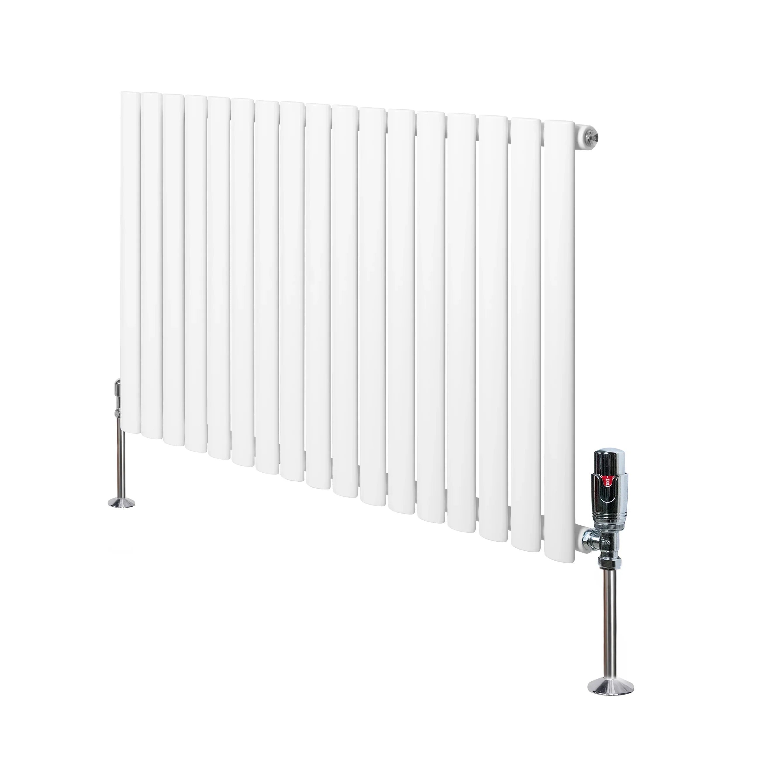 Oval Single Column Radiator & Valves – 600mm x 1020mm – White