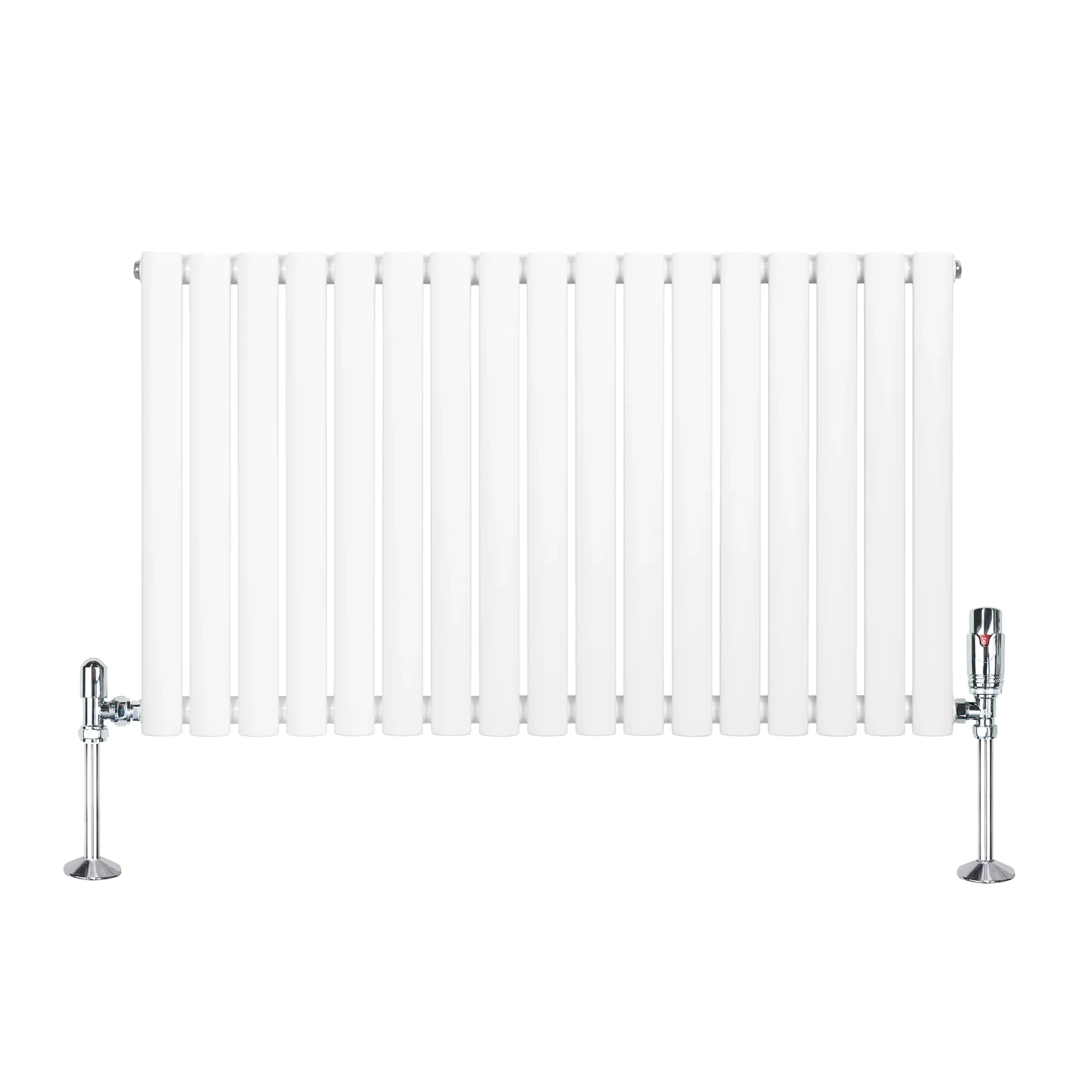 Oval Single Column Radiator & Valves – 600mm x 1020mm – White