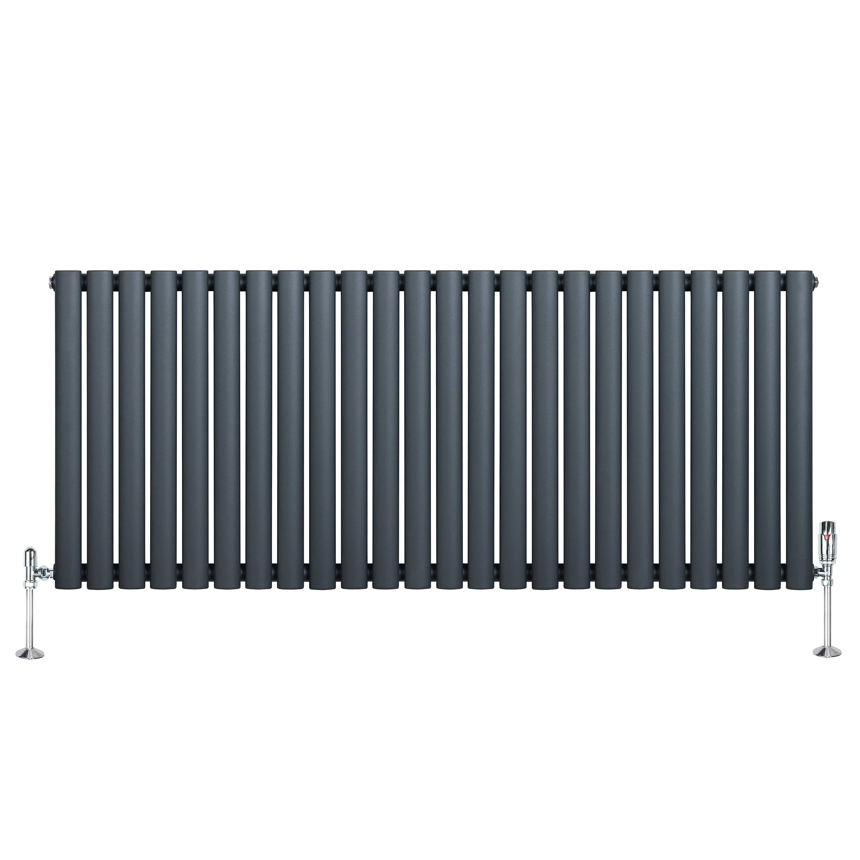 Oval Single Column Radiator & Valves – 600mm x 1440mm – Anthracite Grey