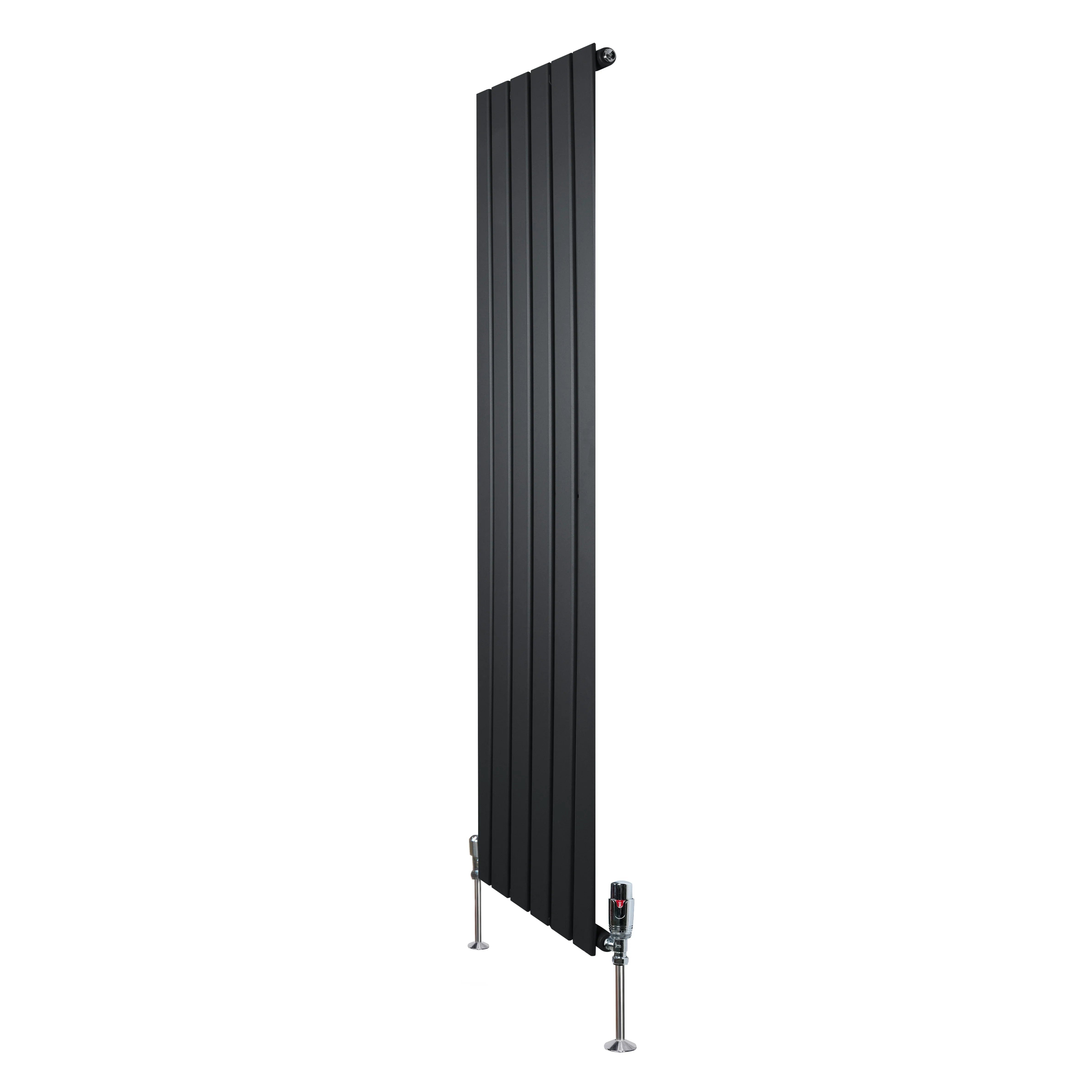 Flat Single Column Radiator & Valves – 1600mm x 420mm – Black